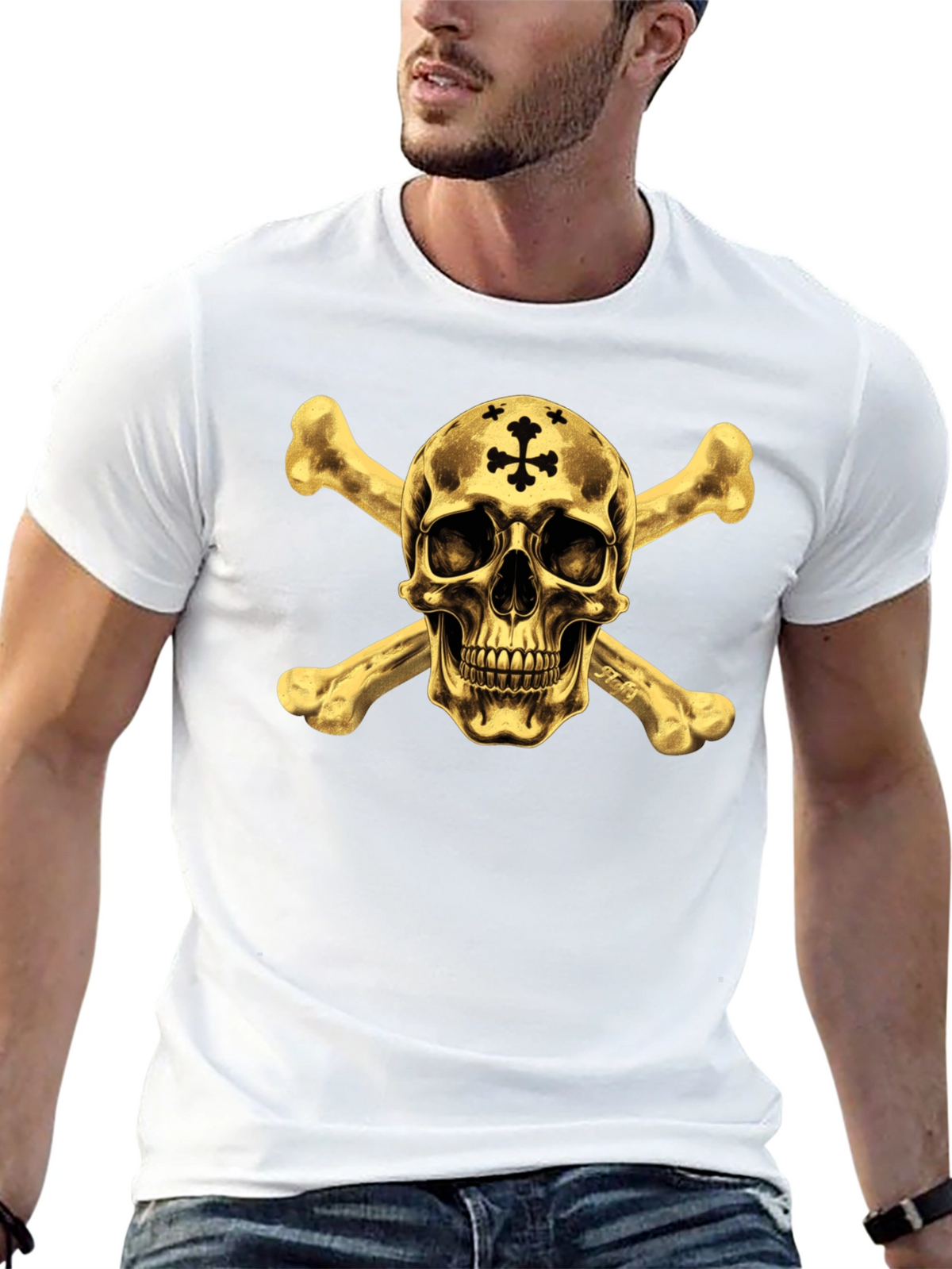 Skull & Crossbones Graphic Tee - Black