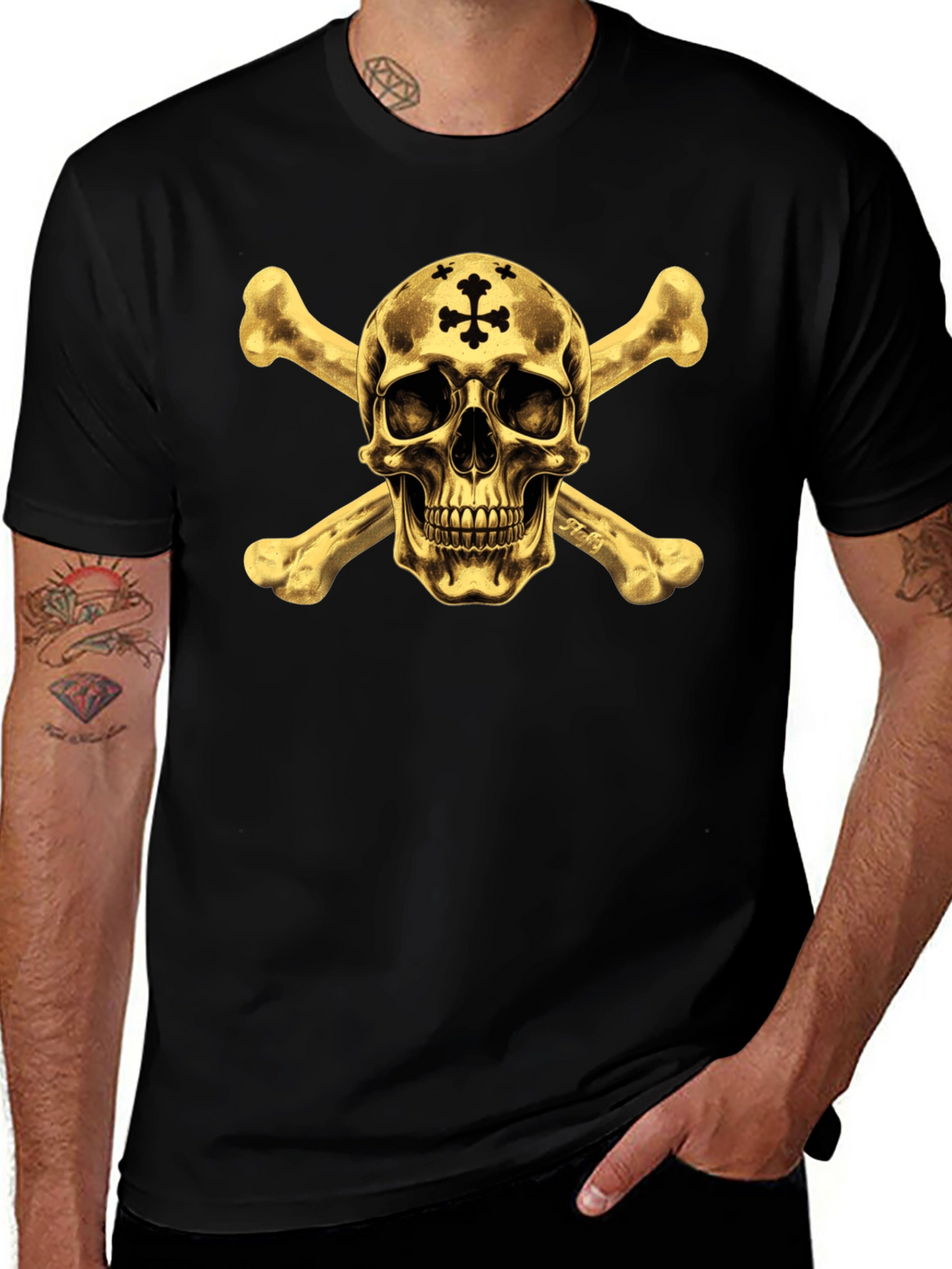 Skull & Crossbones Graphic Tee - Black