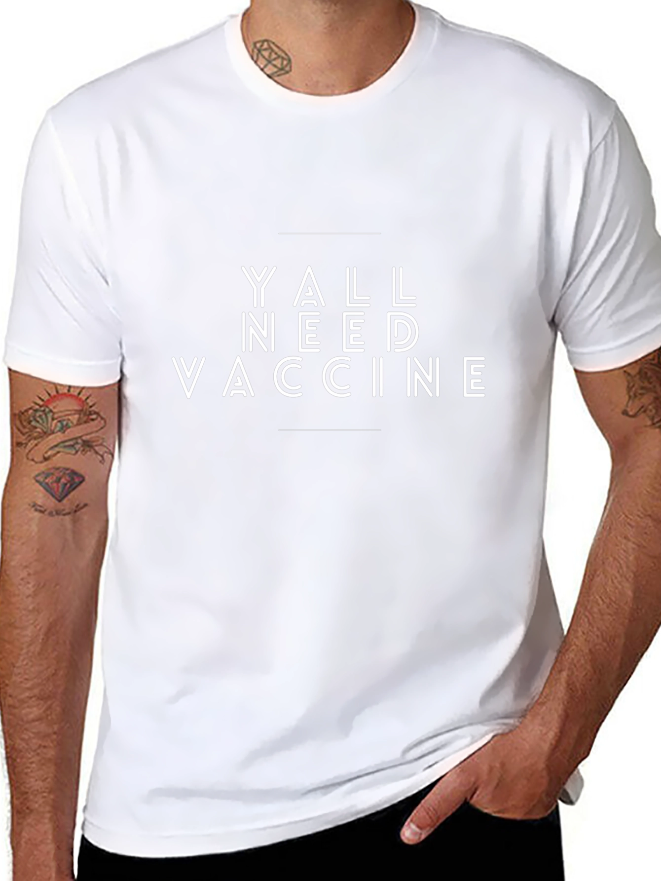 Yall Need Vaccine Graphic Tee - Black Cotton T-Shirt