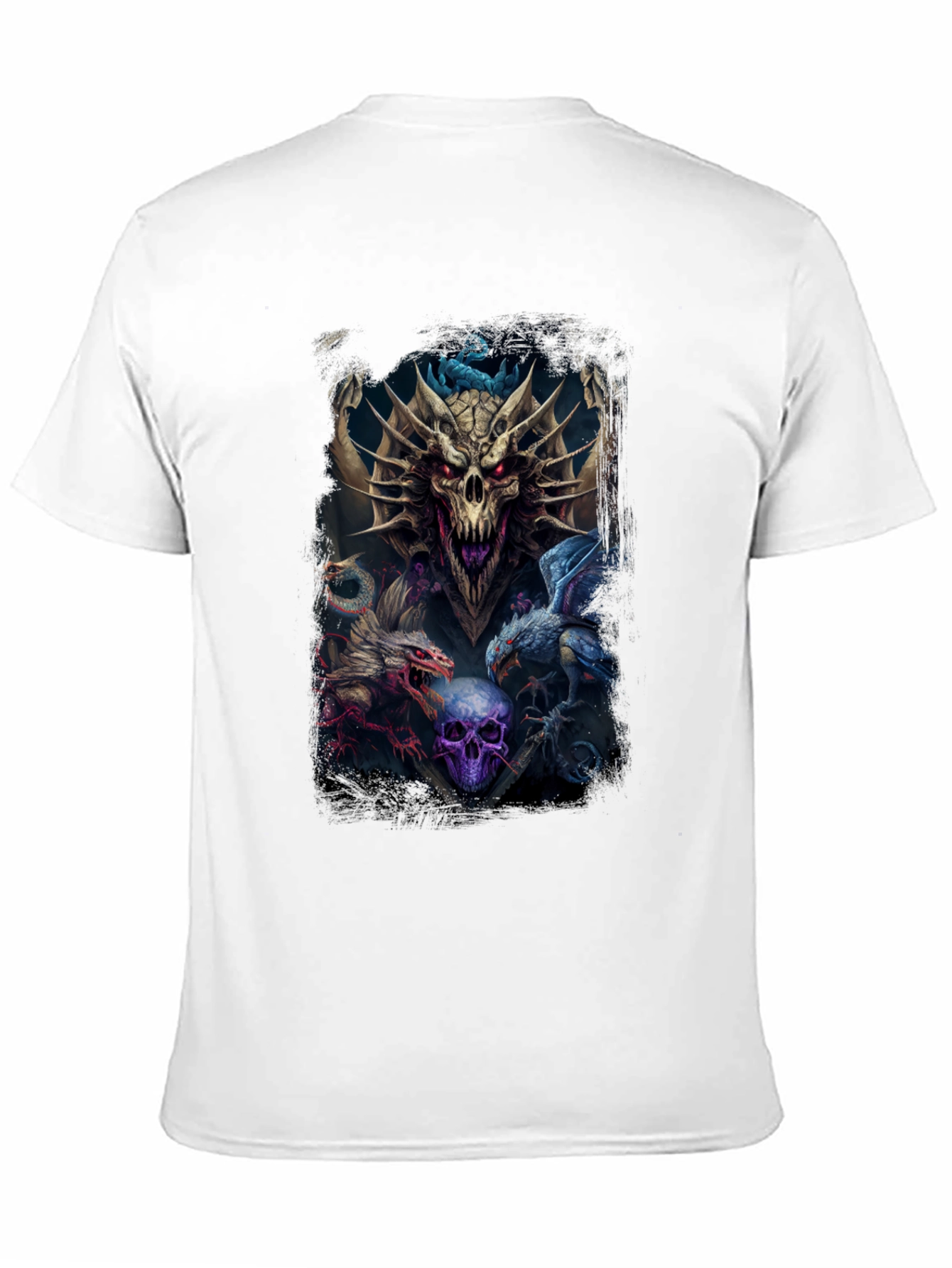 Dragon & Skull Graphic Tee - Dark Fantasy Style