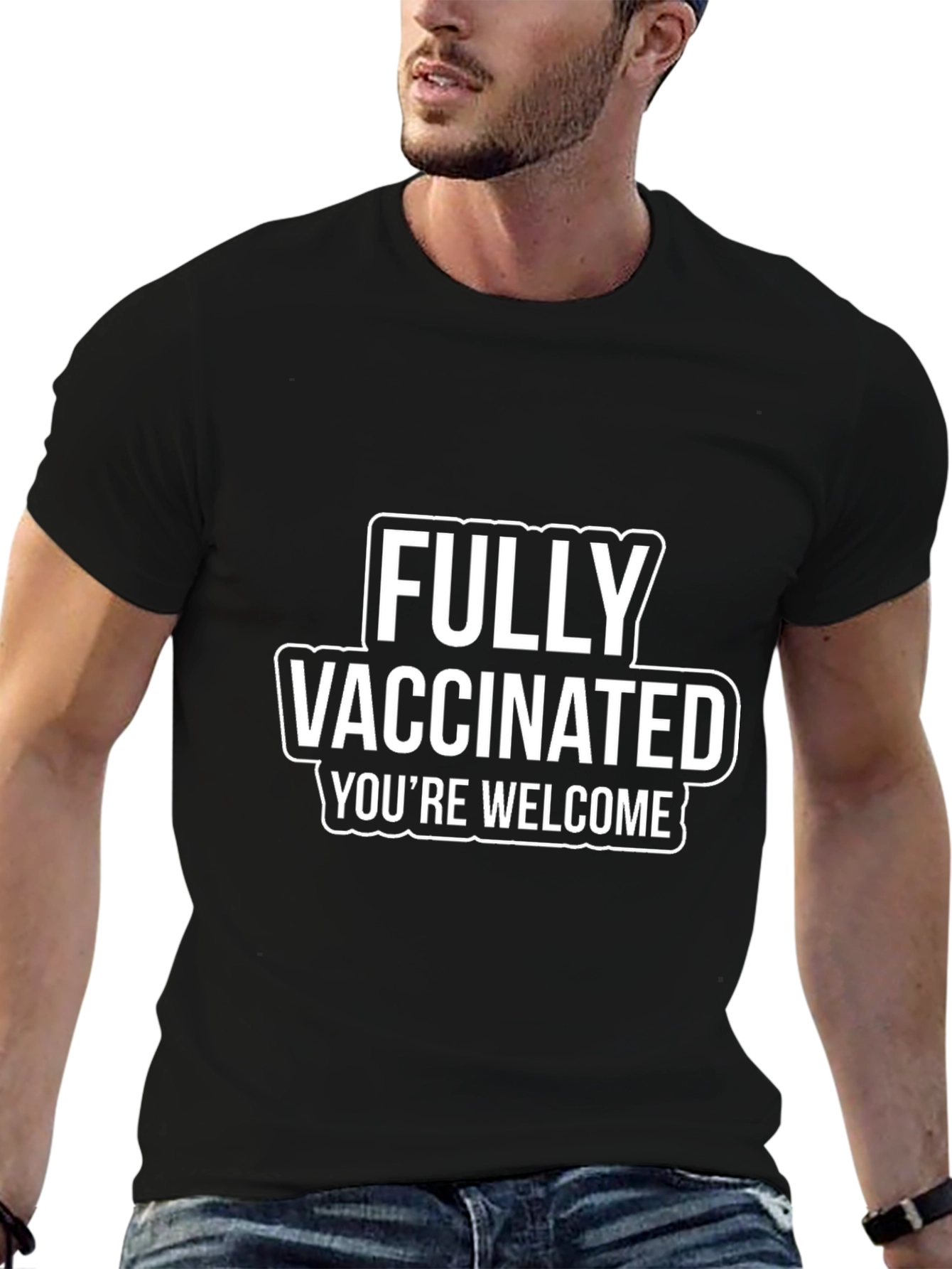 Fully Vaccinated Black Graphic Tee Shirt