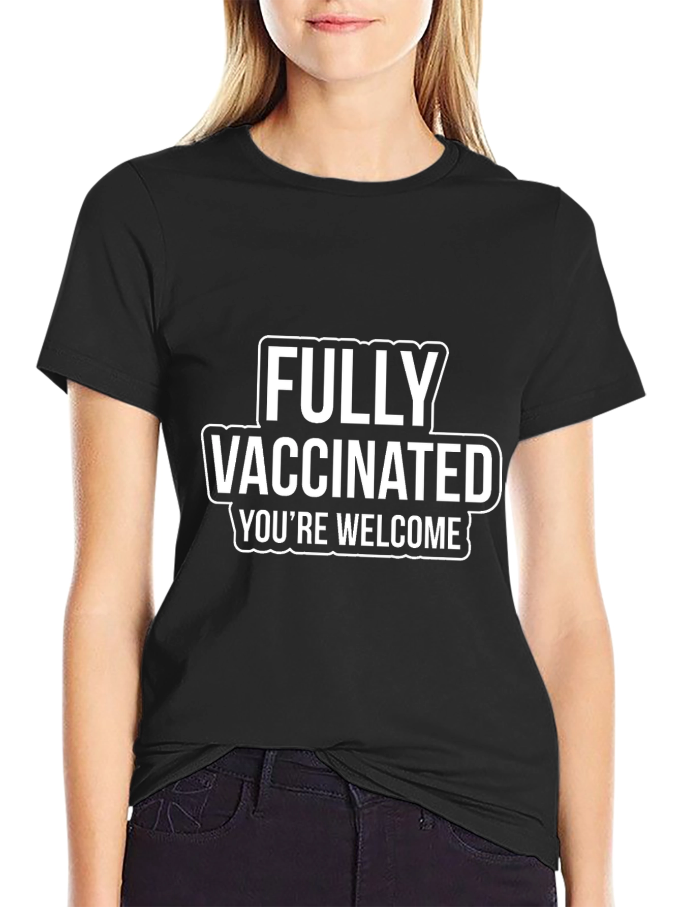 Fully Vaccinated Black Graphic Tee Shirt