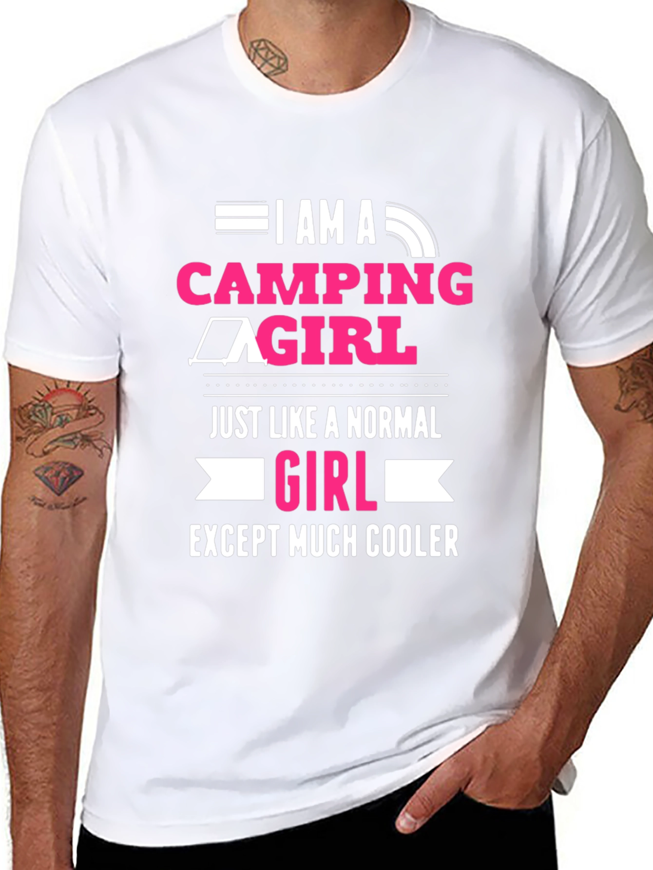 Camping Girl T-Shirt - Black Graphic Tee