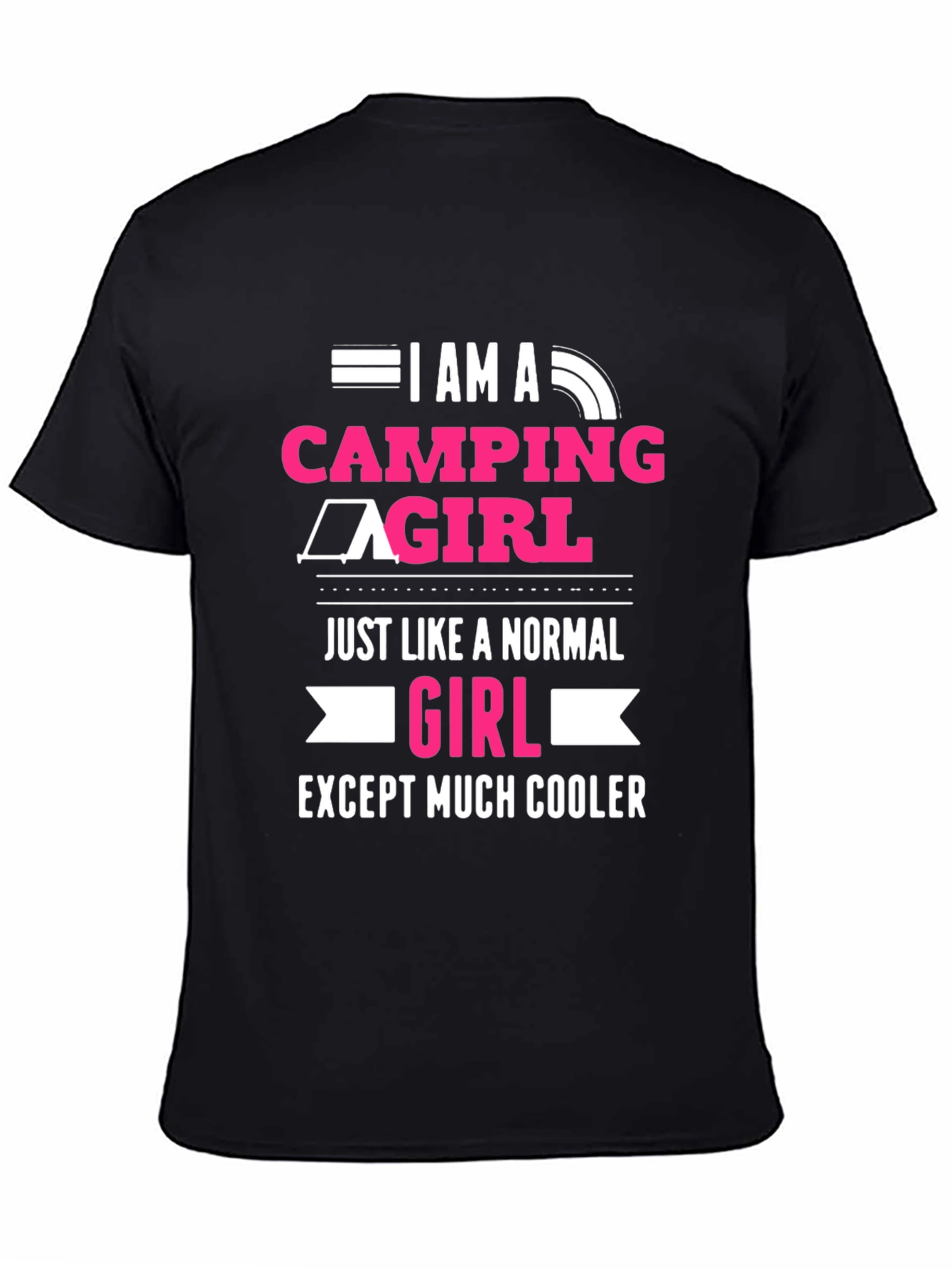 Camping Girl T-Shirt - Black Graphic Tee