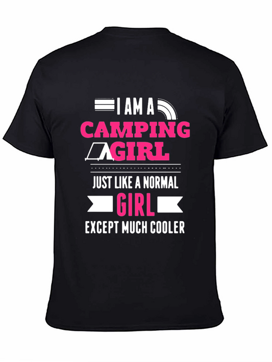 Camping Girl T-Shirt - Black Graphic Tee