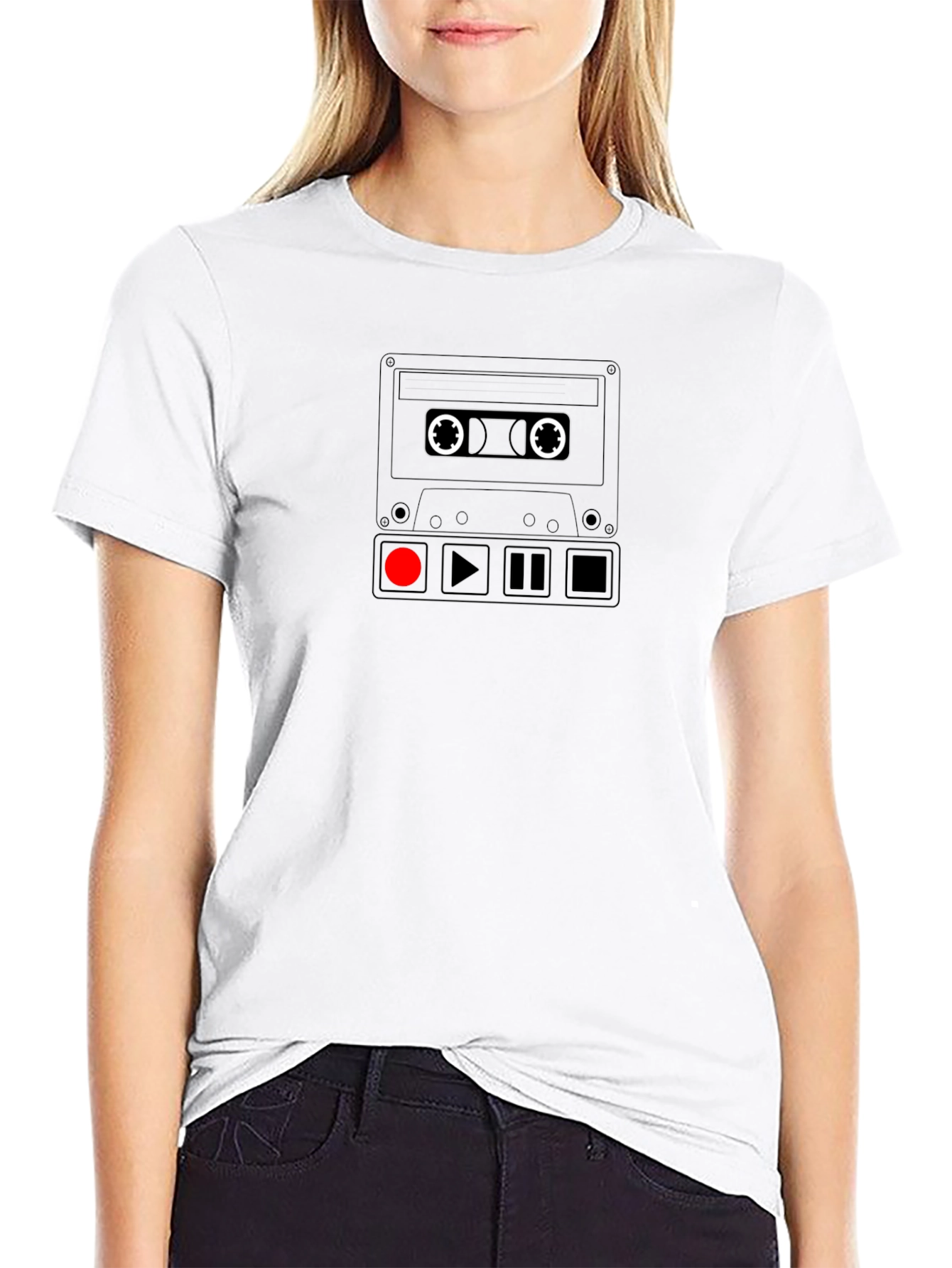 Retro Cassette Tape Graphic Tee - Black