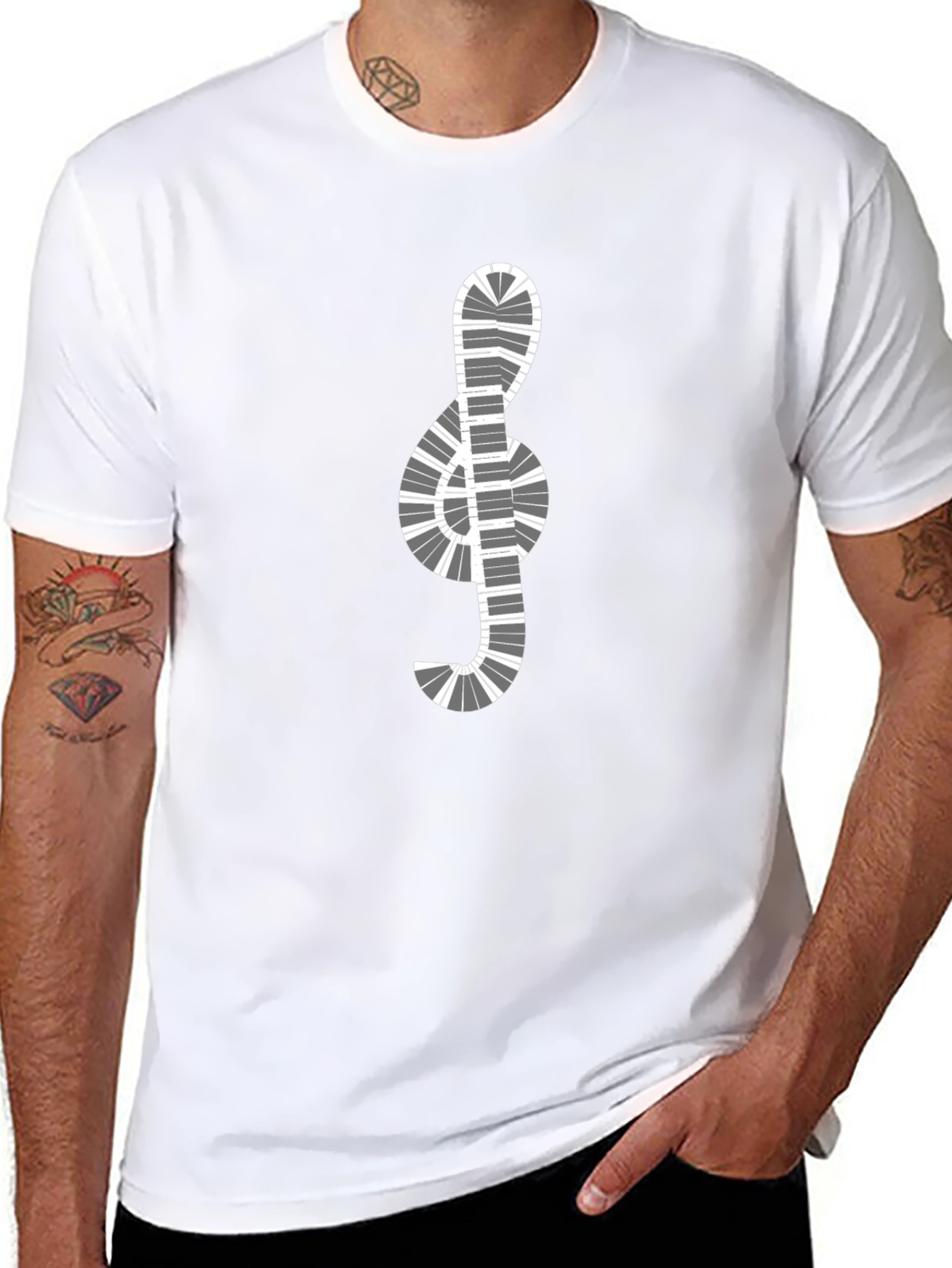 Musical Clef Piano Keys Graphic T-Shirt