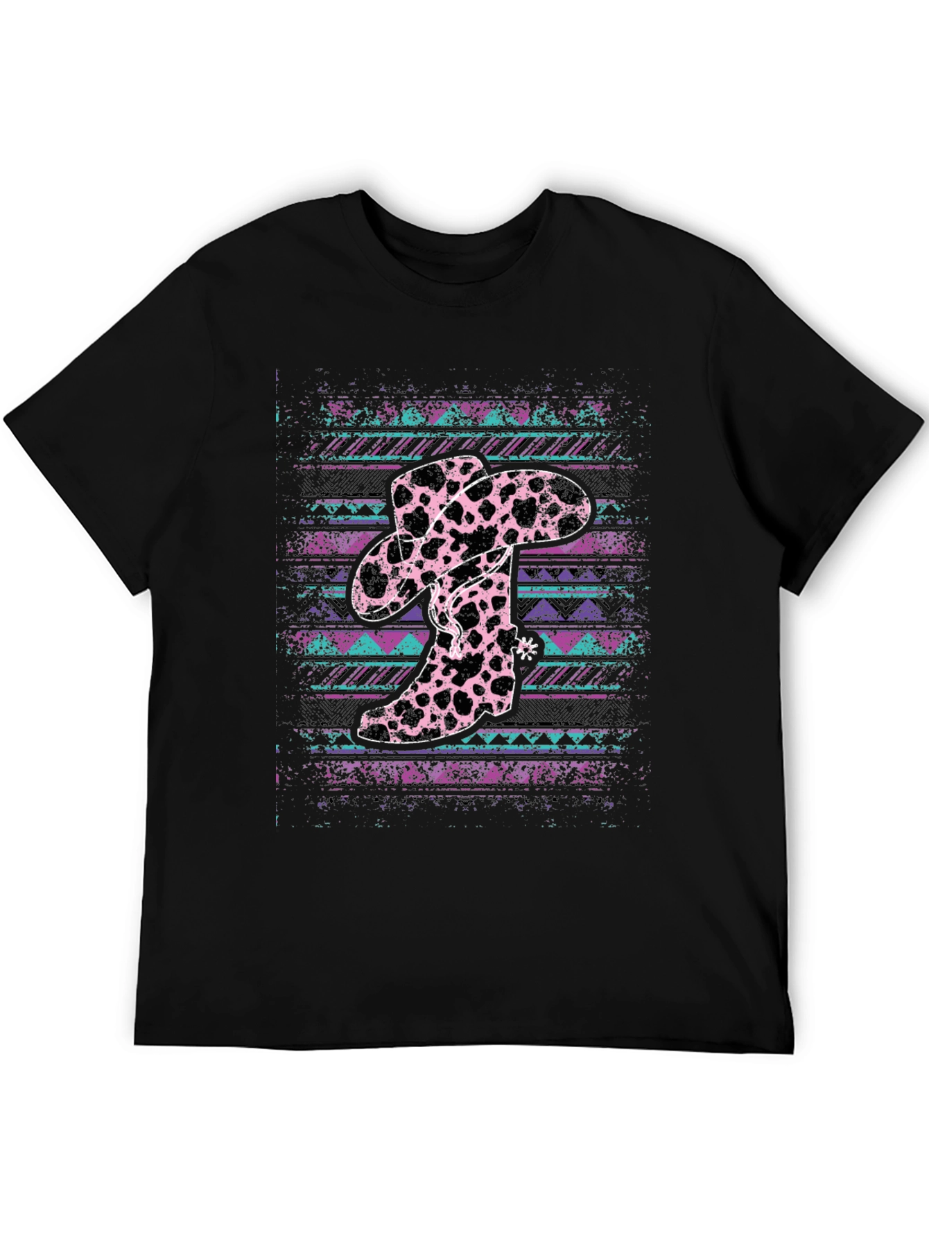 Cow Print Cowboy Hat and Boots T-Shirt