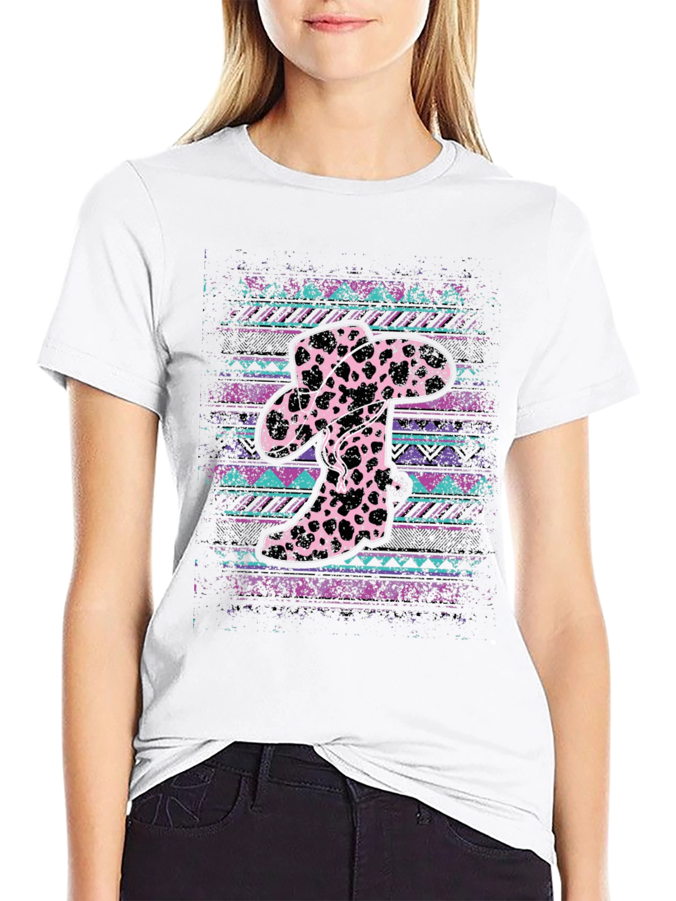 Cow Print Cowboy Hat and Boots T-Shirt