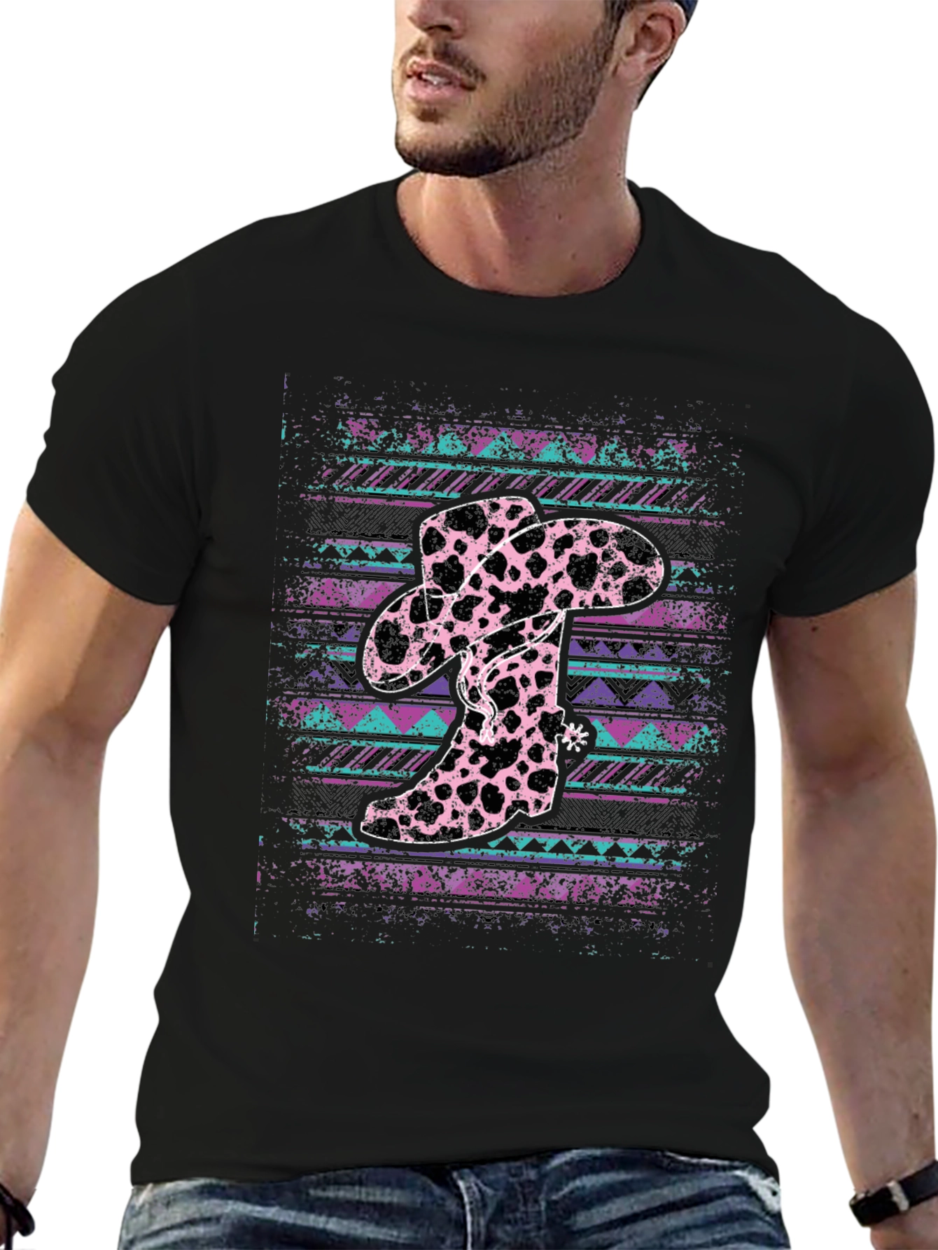 Cow Print Cowboy Hat and Boots T-Shirt
