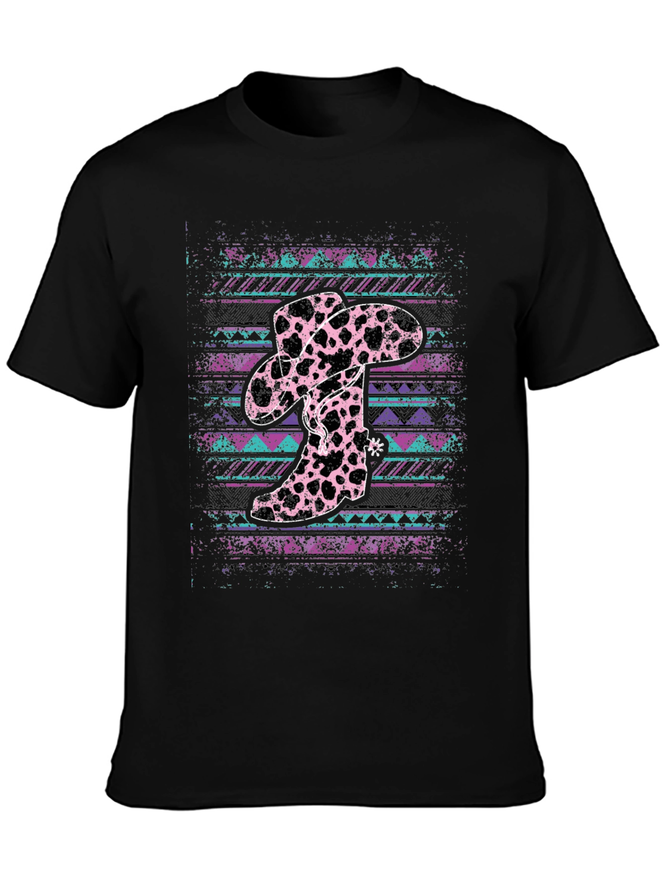 Cow Print Cowboy Hat and Boots T-Shirt