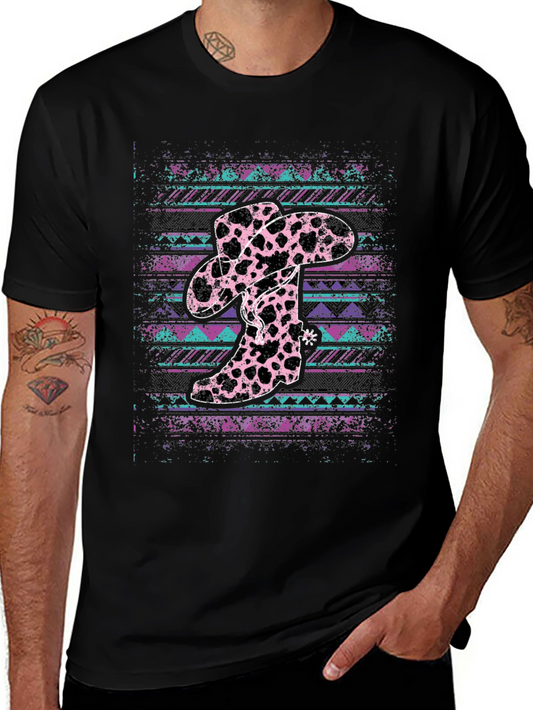 Cow Print Cowboy Hat and Boots T-Shirt
