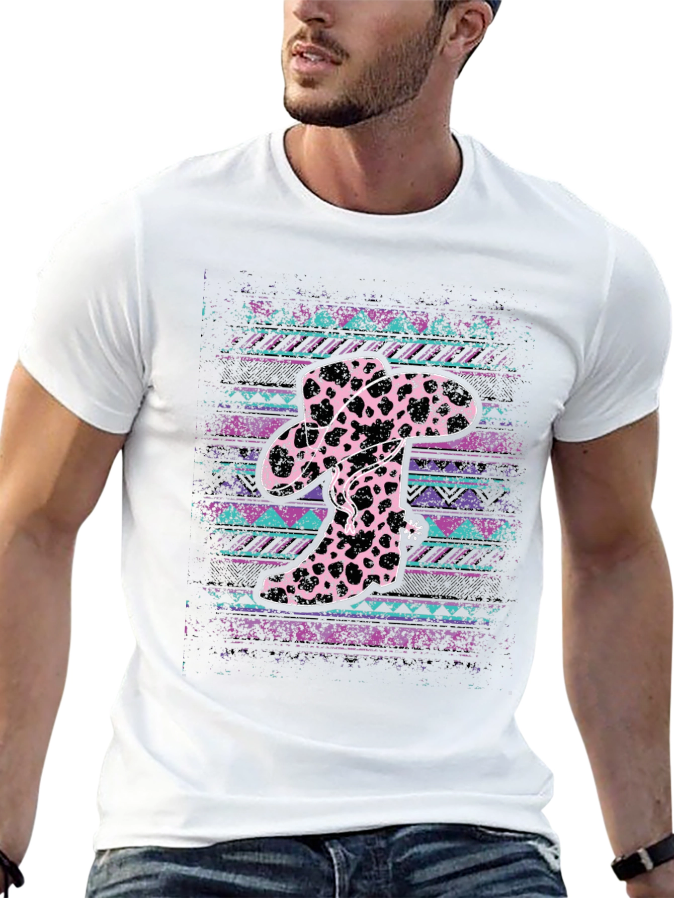 Cow Print Cowboy Hat and Boots T-Shirt