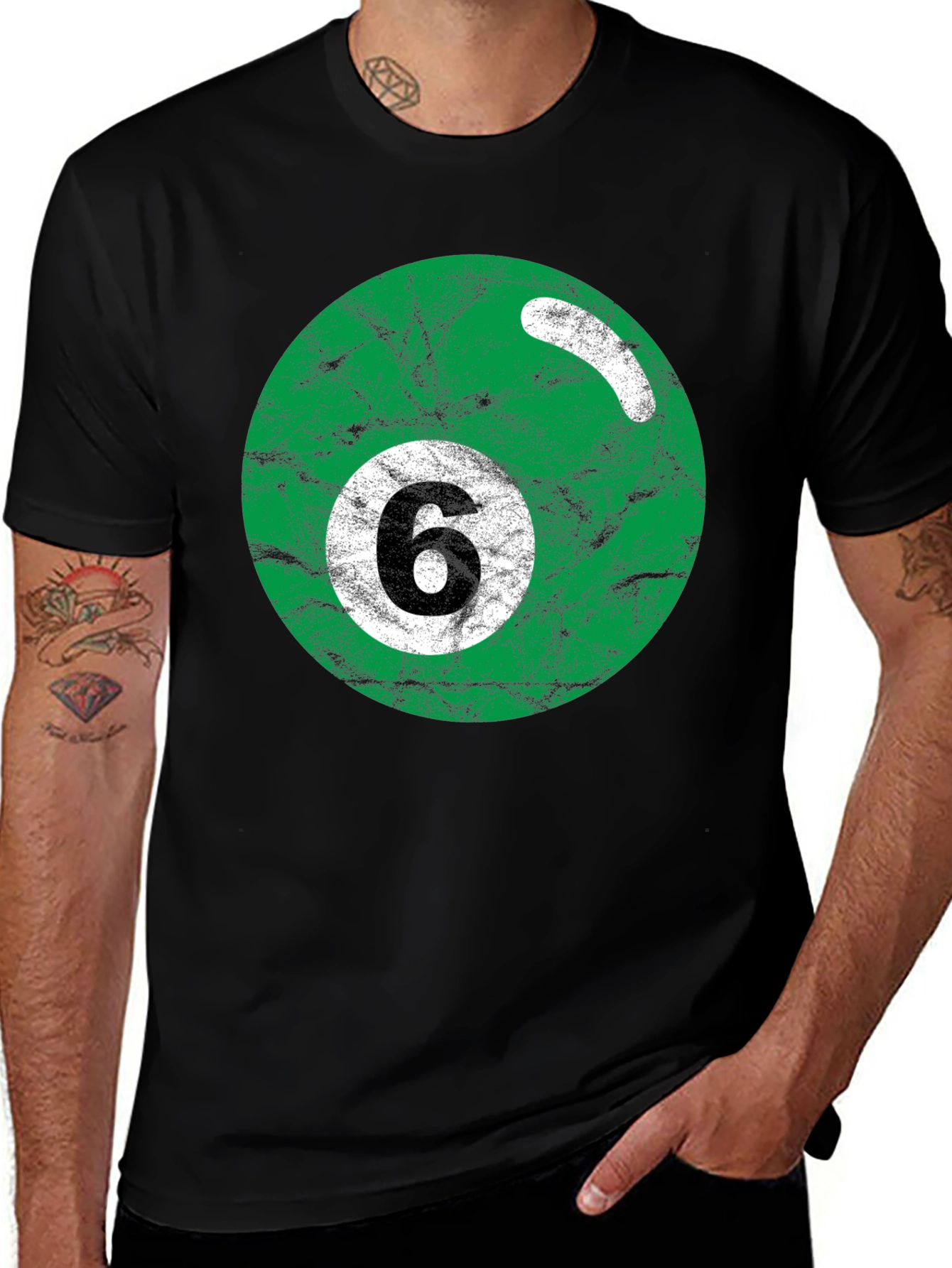 Green Number 6 Billiard Ball T-Shirt