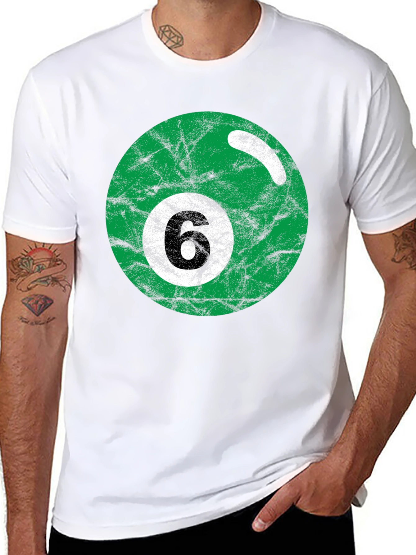 Green Number 6 Billiard Ball T-Shirt