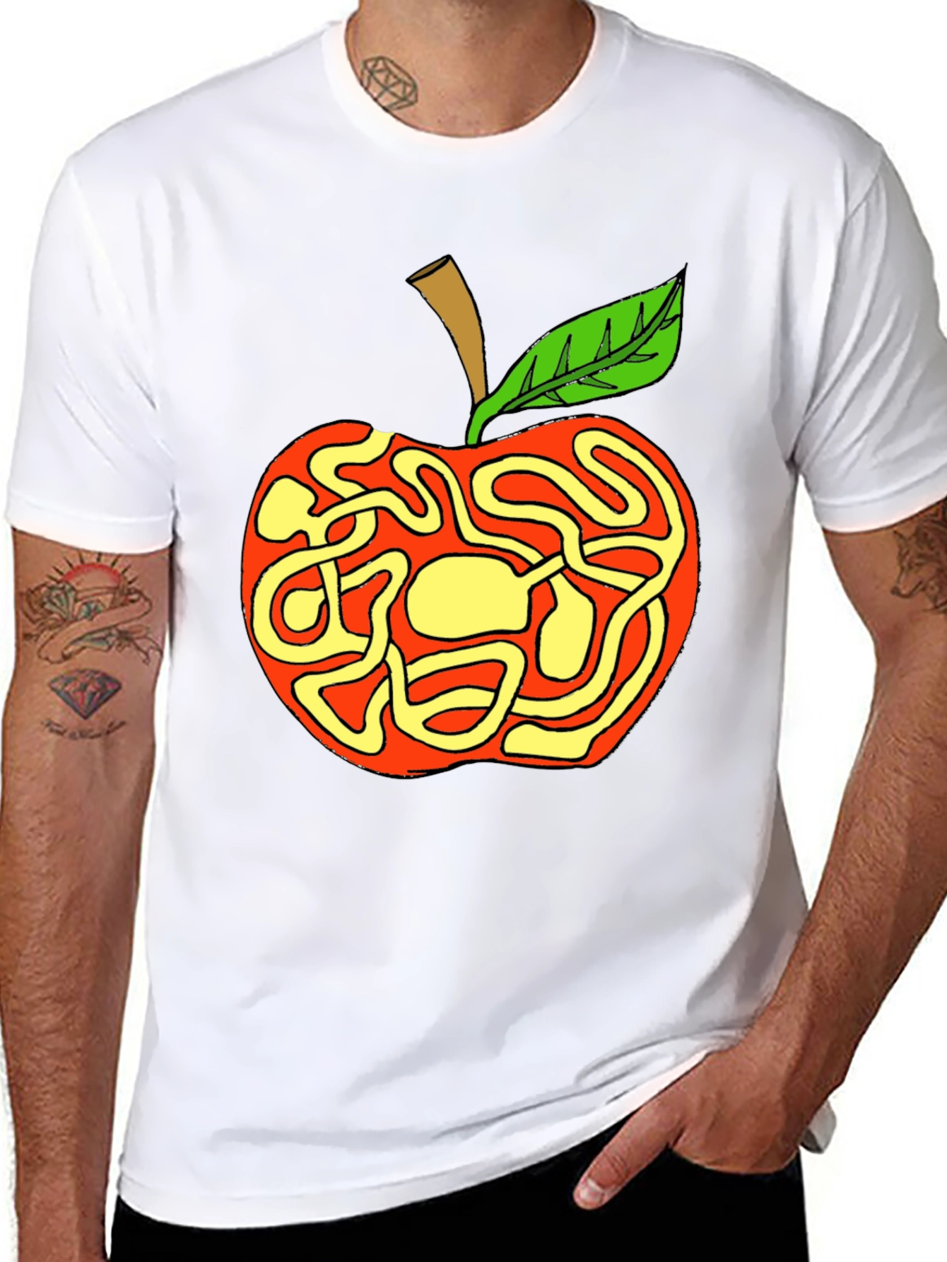 Apple Maze Graphic T-Shirt - Quirky Casual Wear