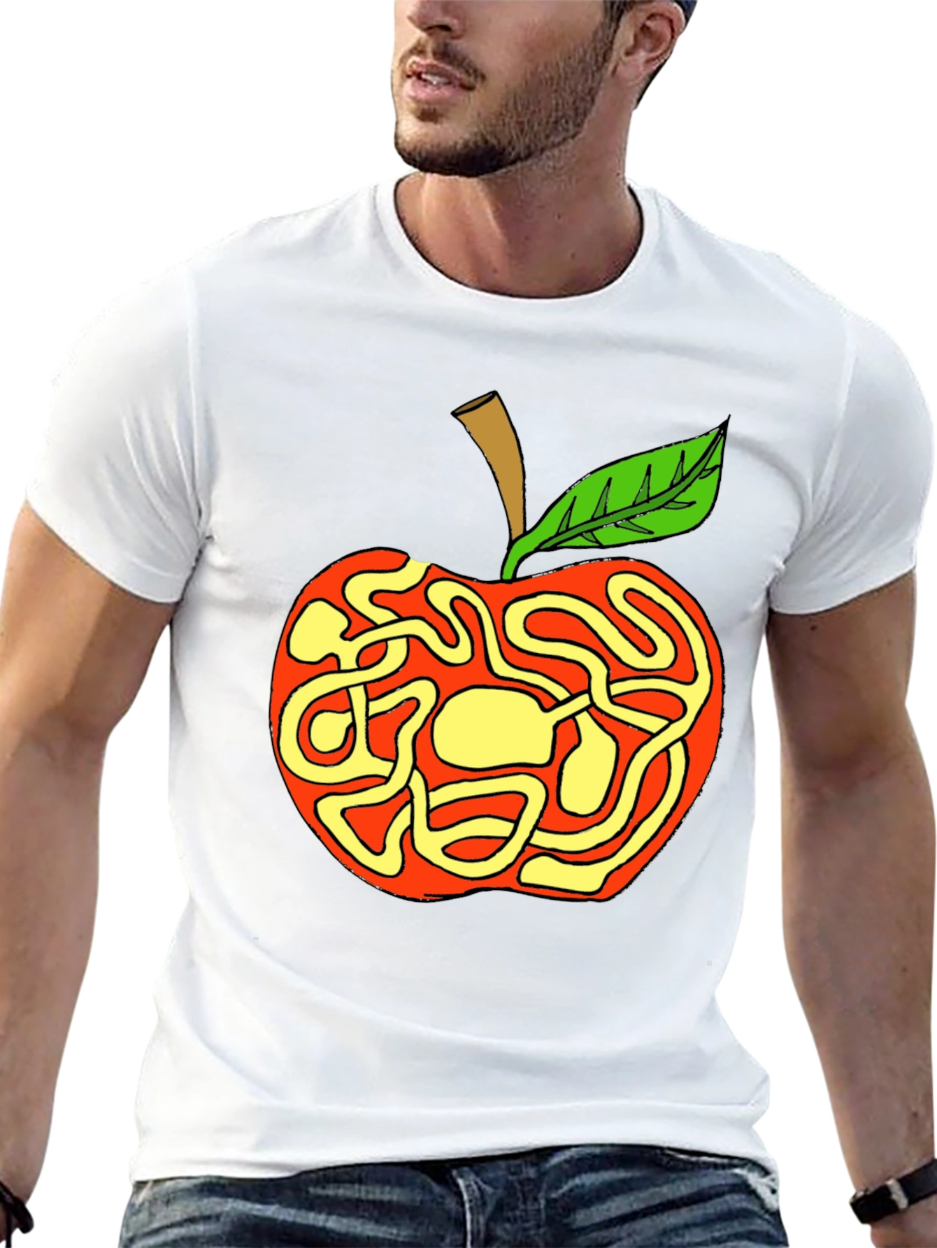 Apple Maze Graphic T-Shirt - Quirky Casual Wear