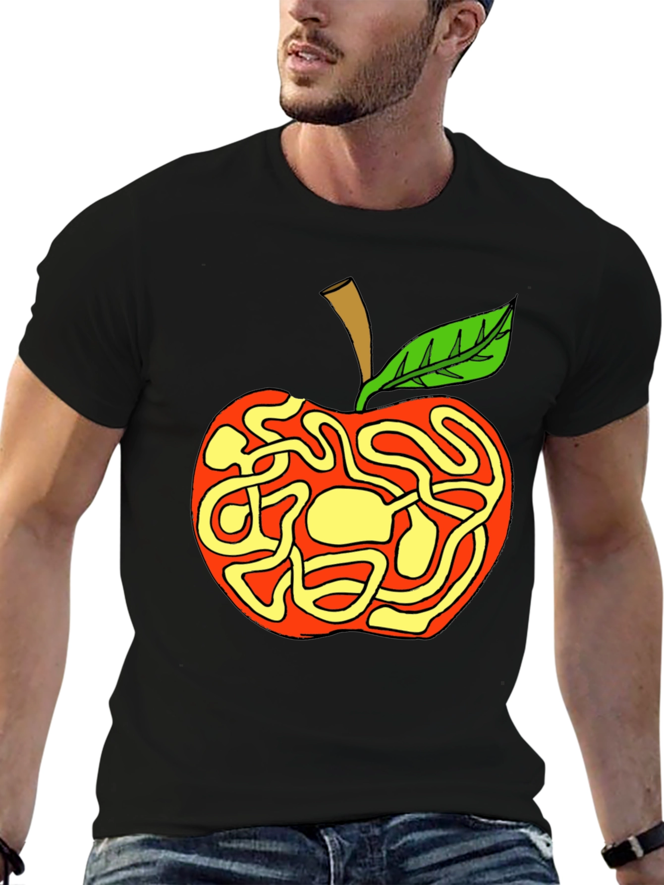 Apple Maze Graphic T-Shirt - Quirky Casual Wear