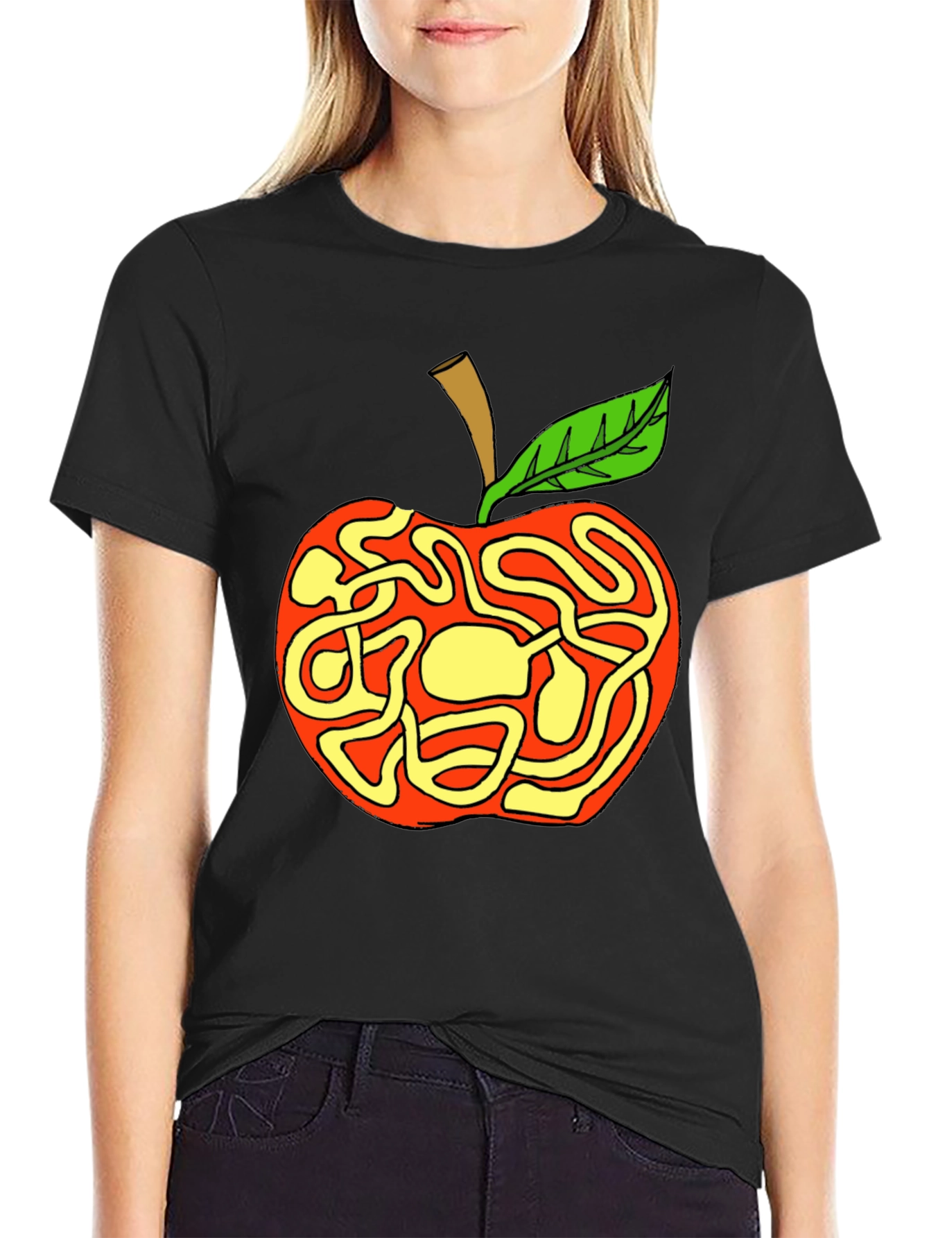 Apple Maze Graphic T-Shirt - Quirky Casual Wear