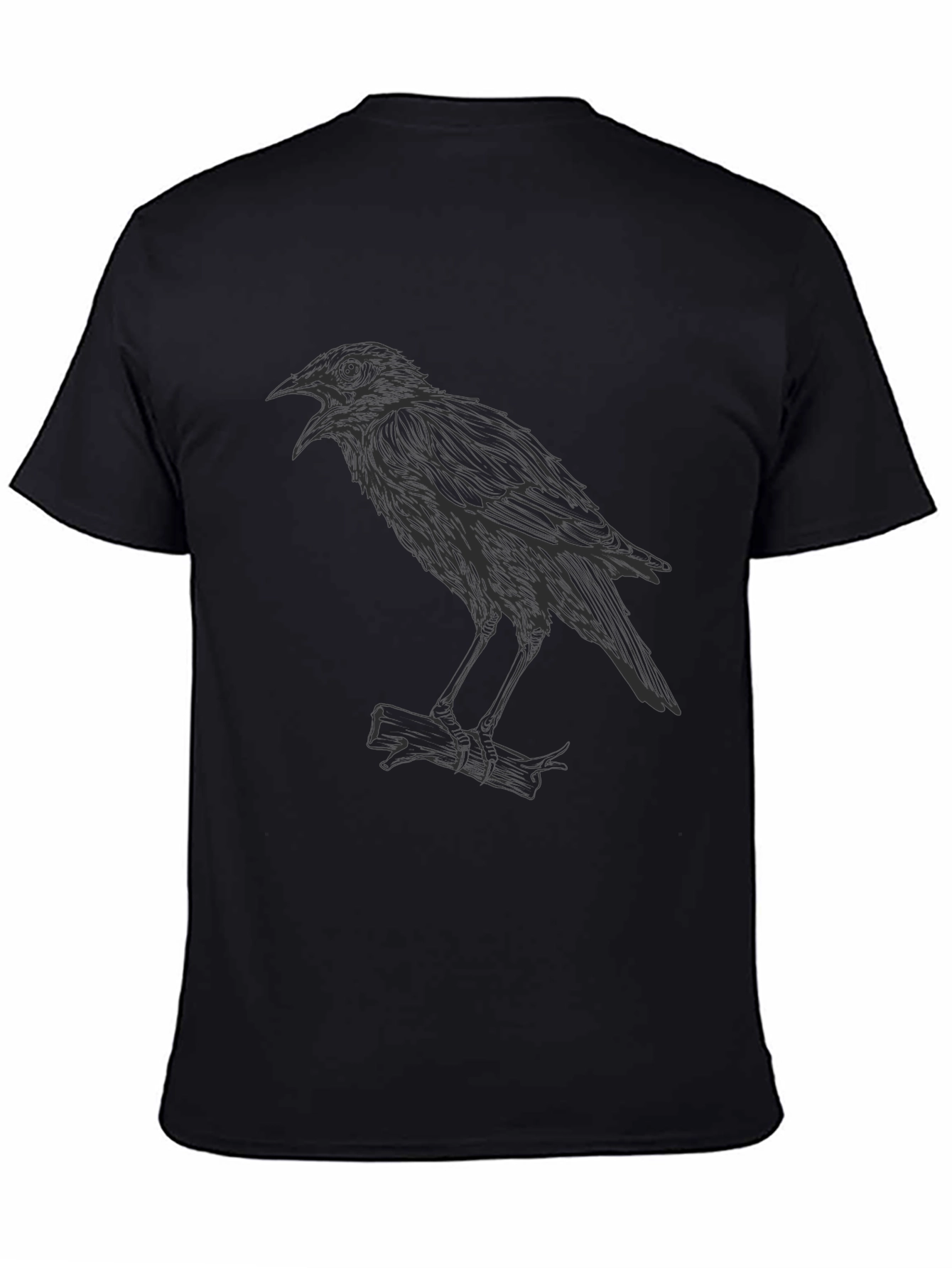 Raven Graphic Tee - Black Casual T-Shirt