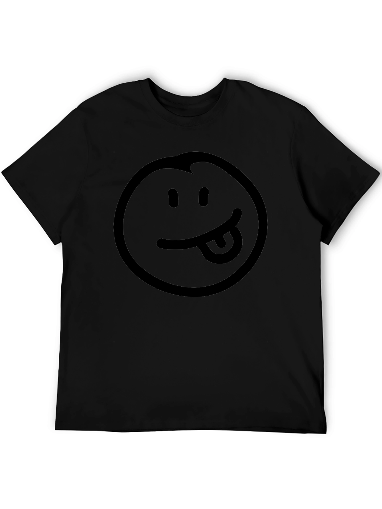 Black Smiley Face Tongue Out T-Shirt