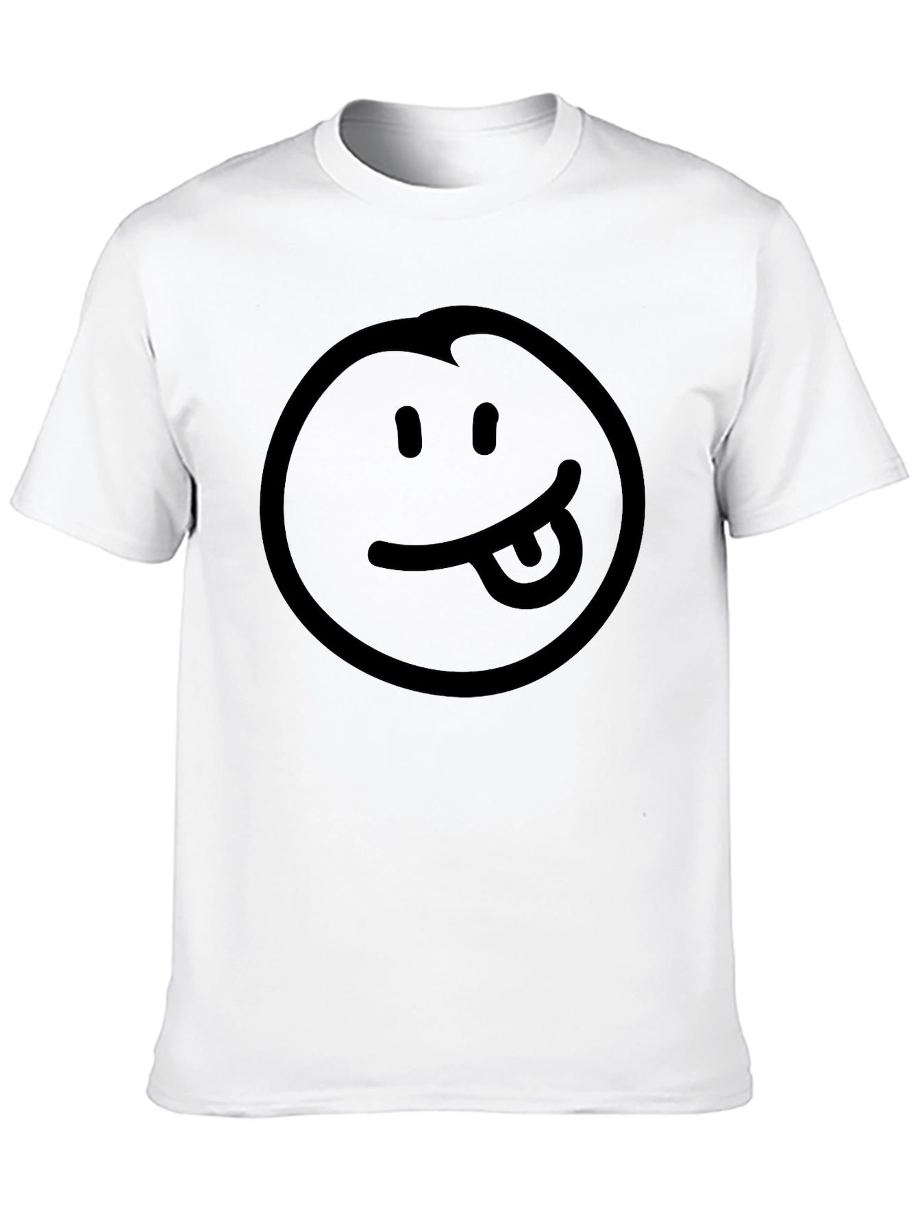 Black Smiley Face Tongue Out T-Shirt