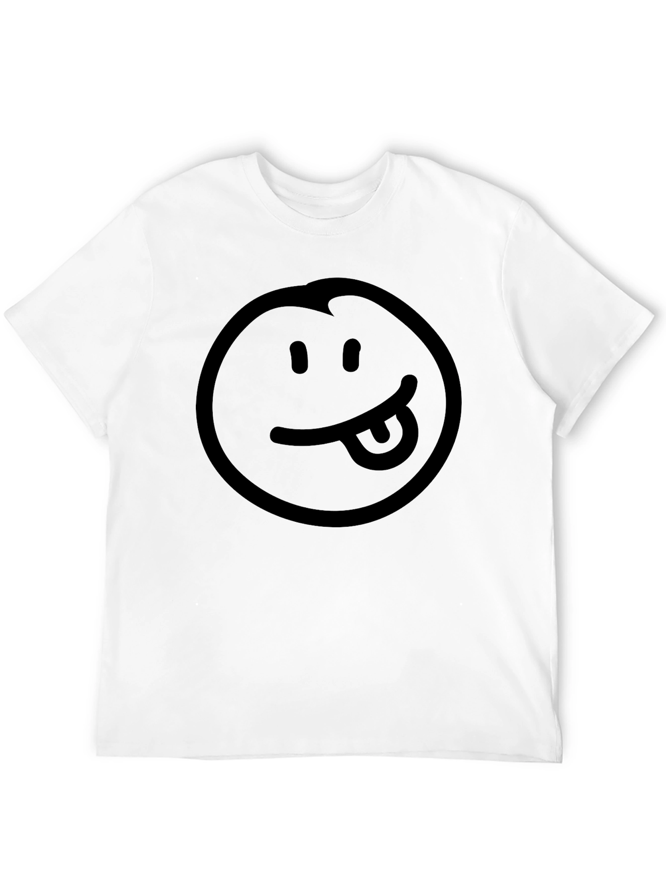 Black Smiley Face Tongue Out T-Shirt
