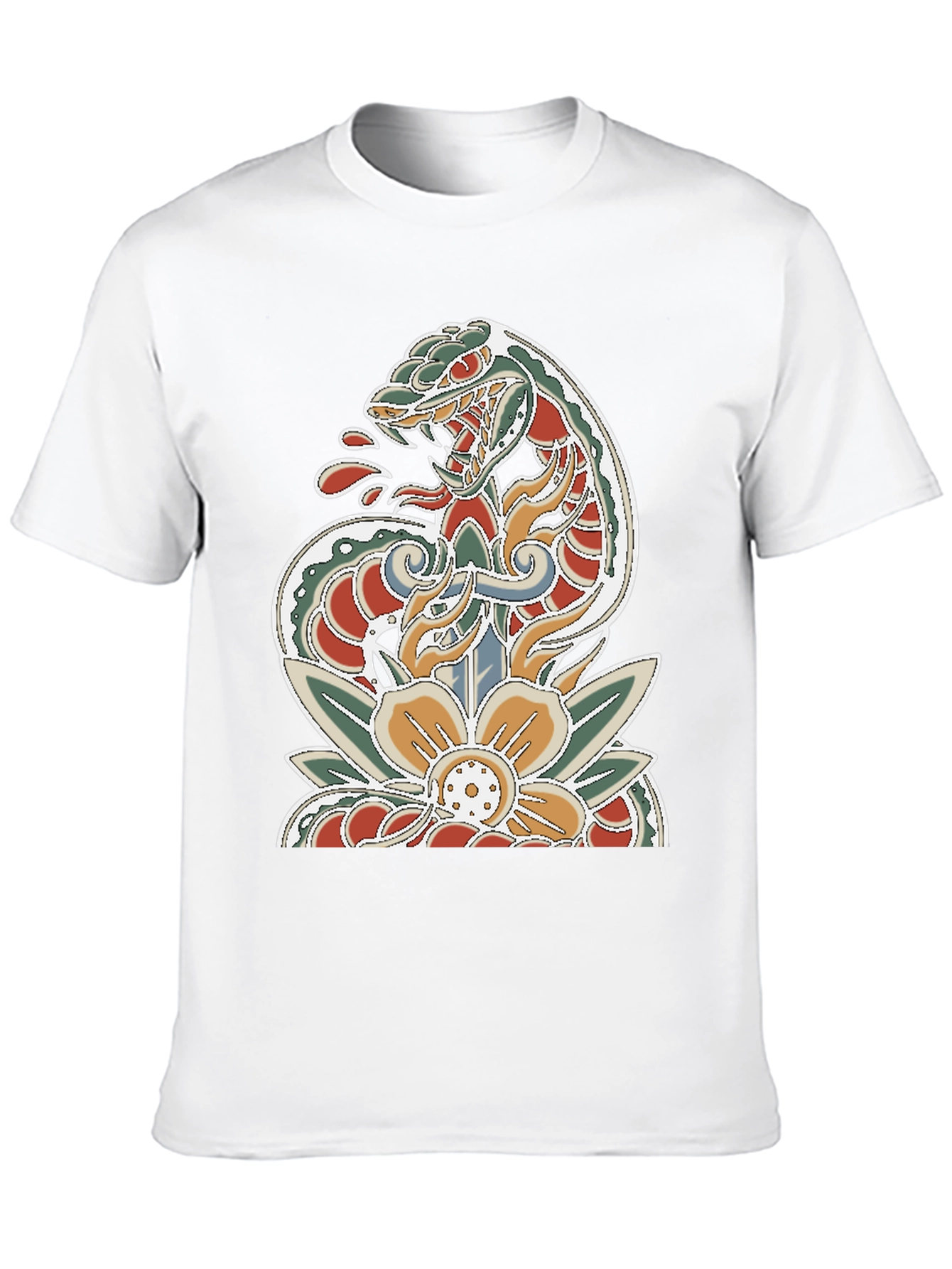 Snake Dagger Tattoo Style Graphic Tee