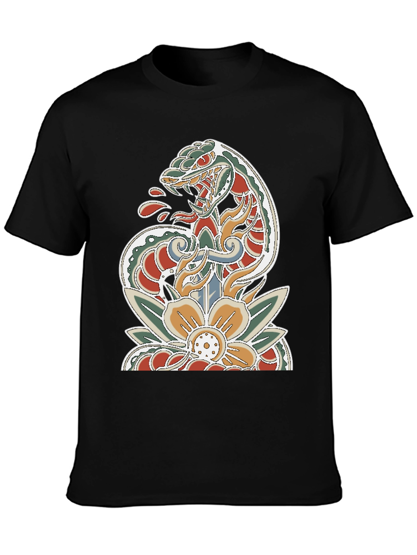 Snake Dagger Tattoo Style Graphic Tee