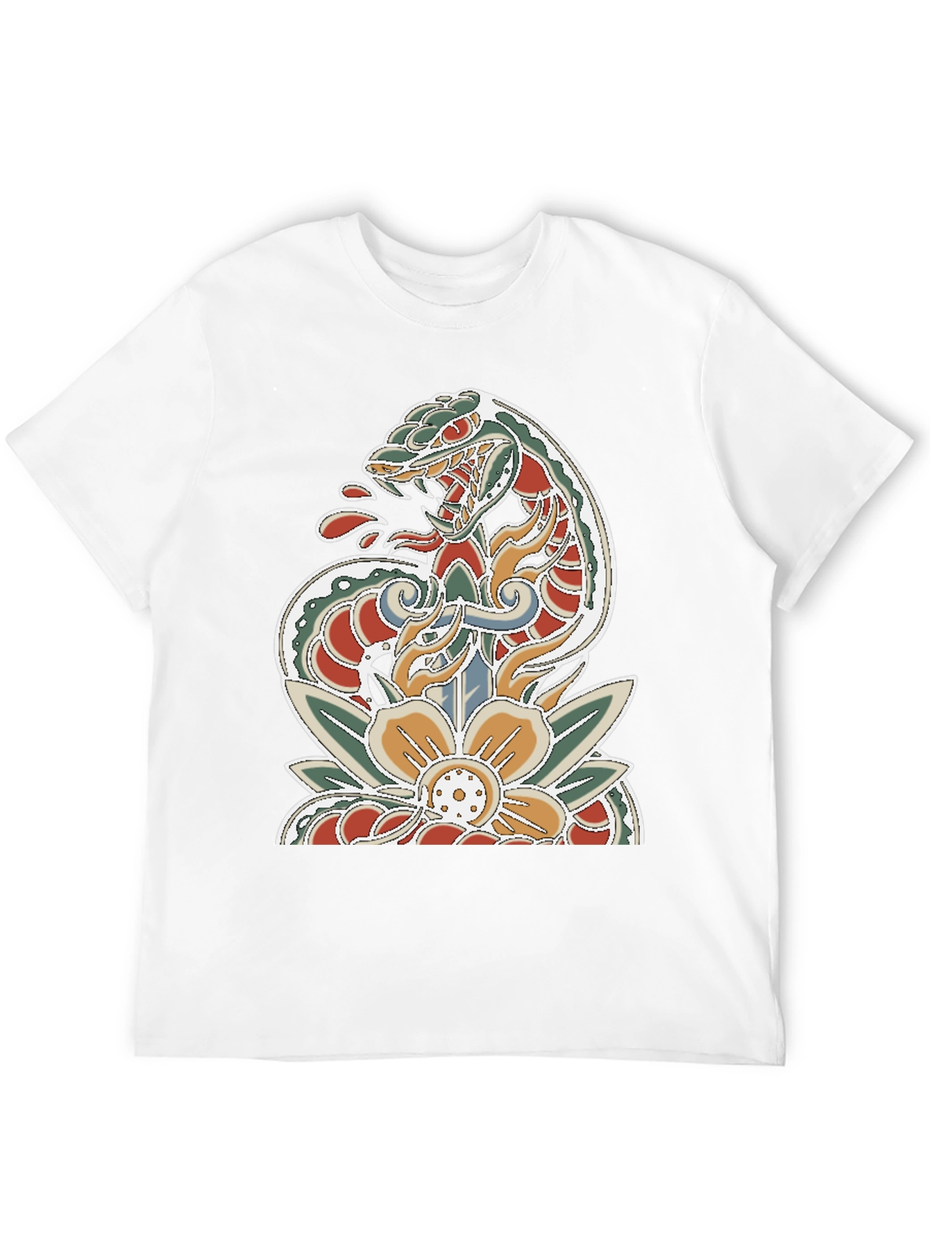 Snake Dagger Tattoo Style Graphic Tee