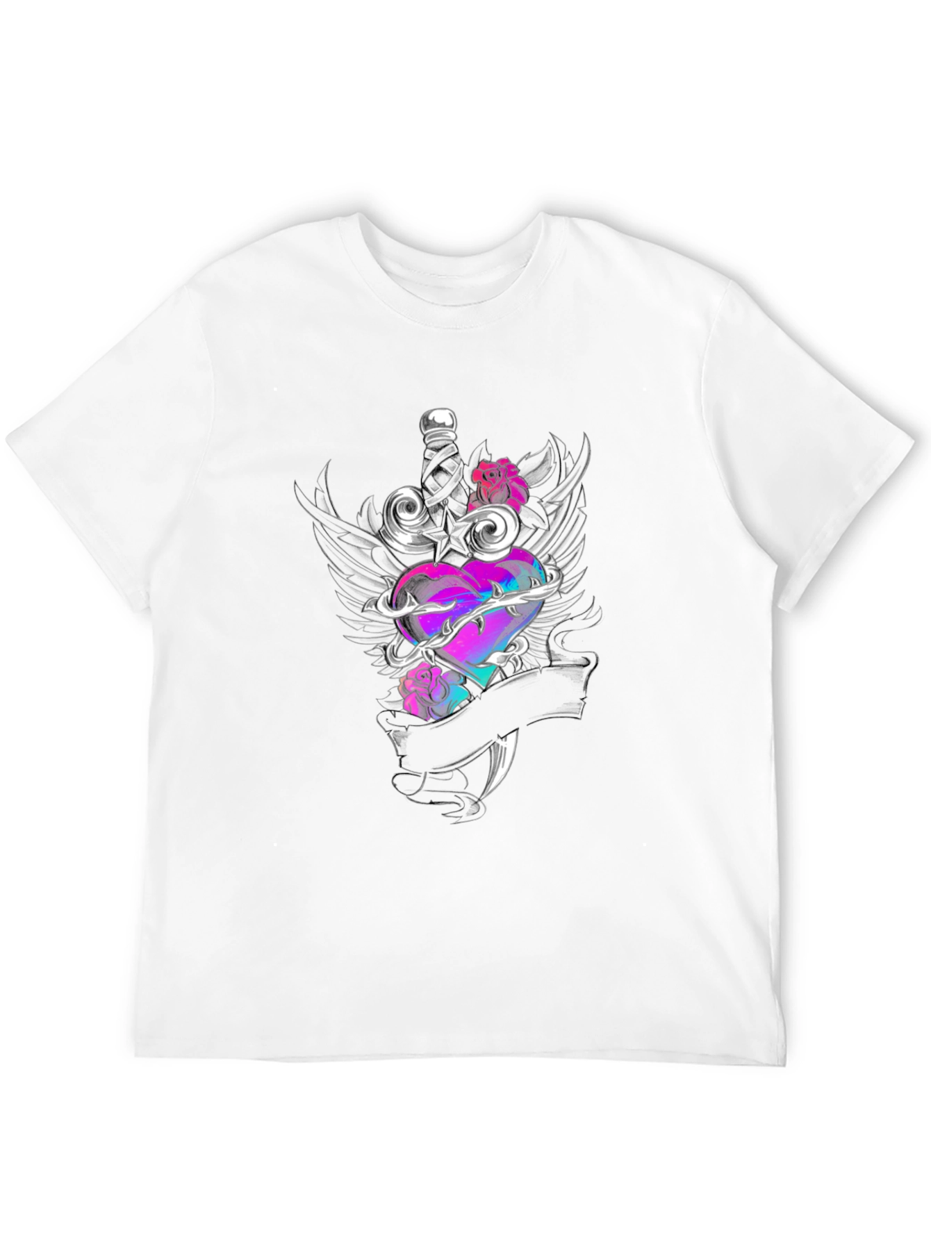 Edgy Heart & Dagger Graphic Tee - Black