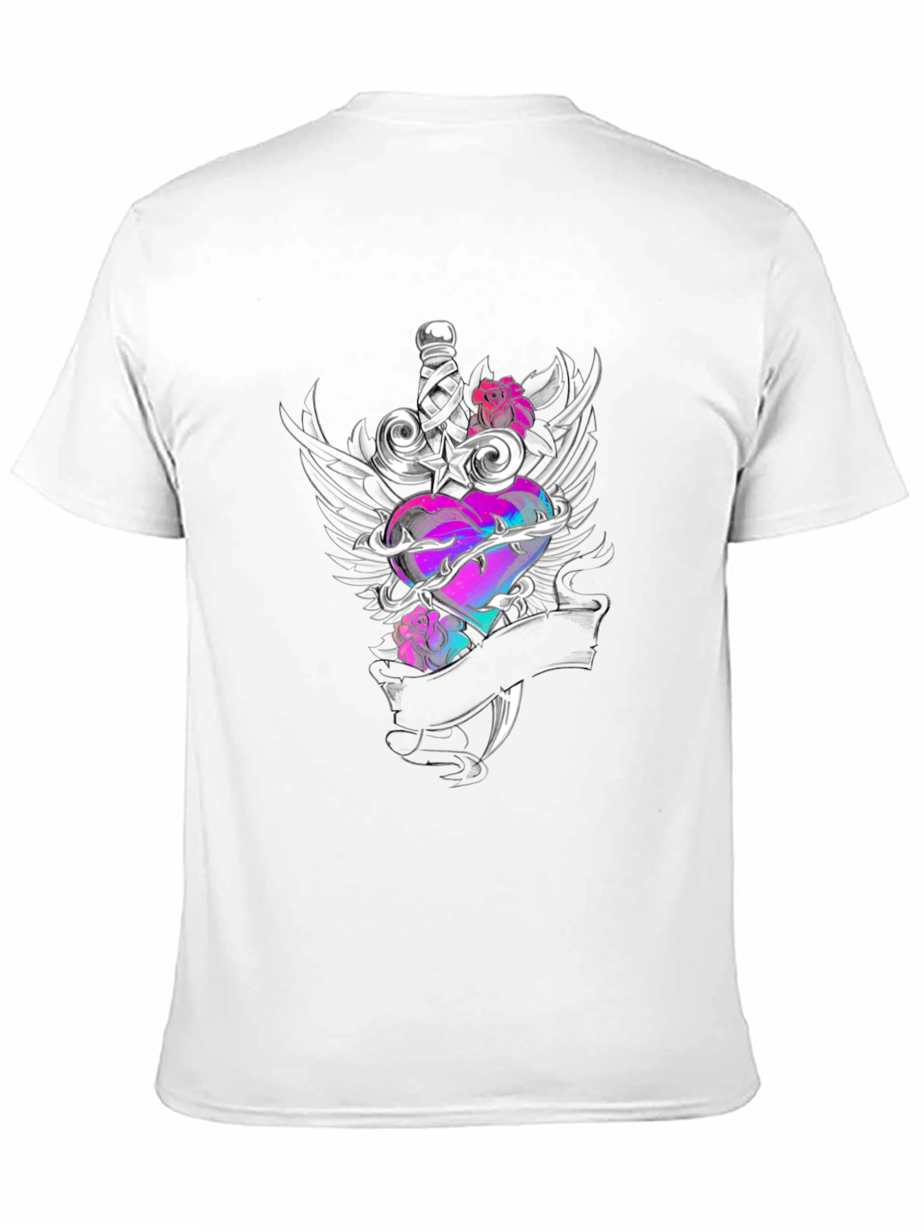 Edgy Heart & Dagger Graphic Tee - Black
