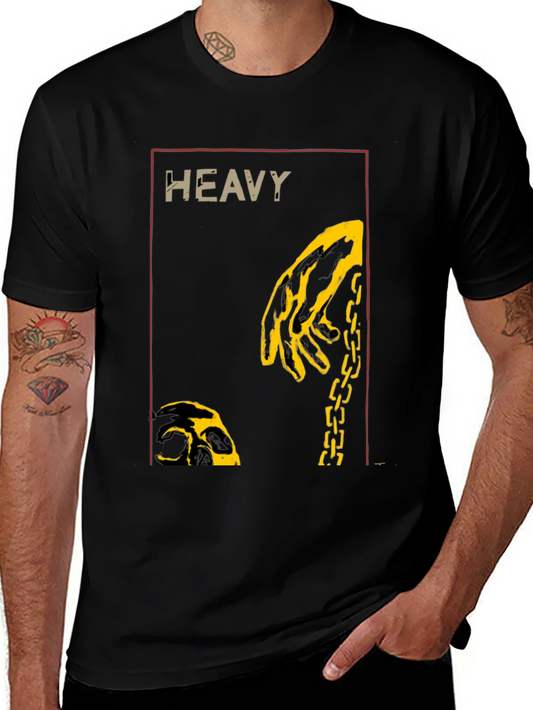 Heavy Chain Graphic Tee - Skull & Hand Print Black T-Shirt