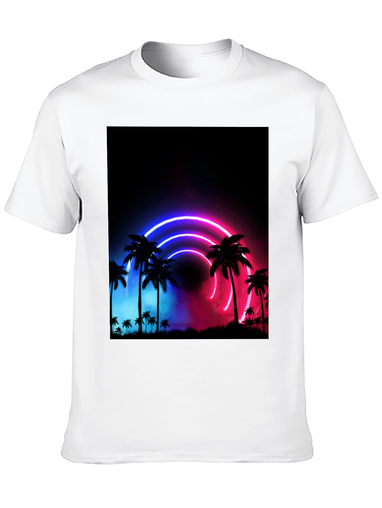 Neon Palm Tree Graphic Black T-Shirt