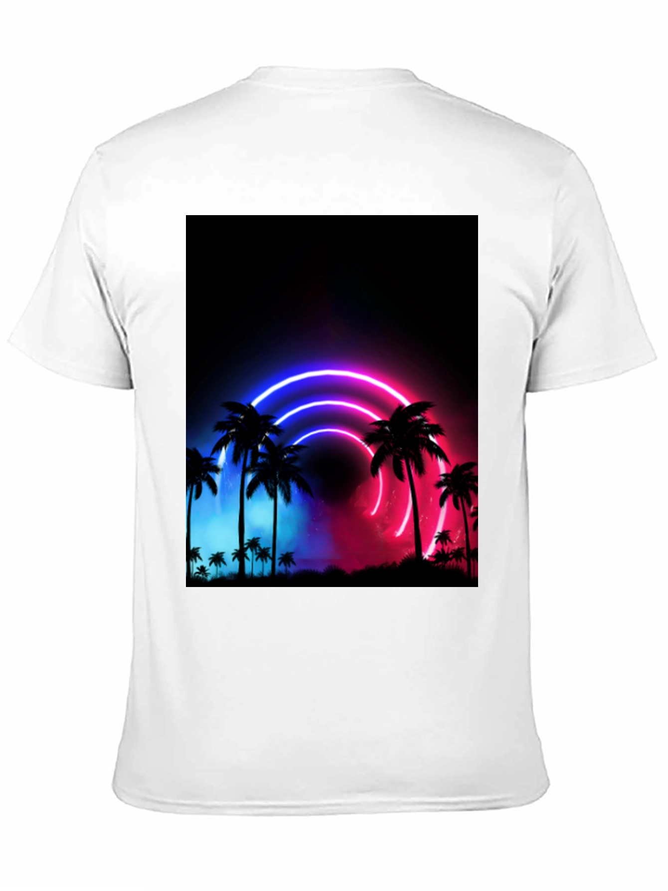 Neon Palm Tree Graphic Black T-Shirt