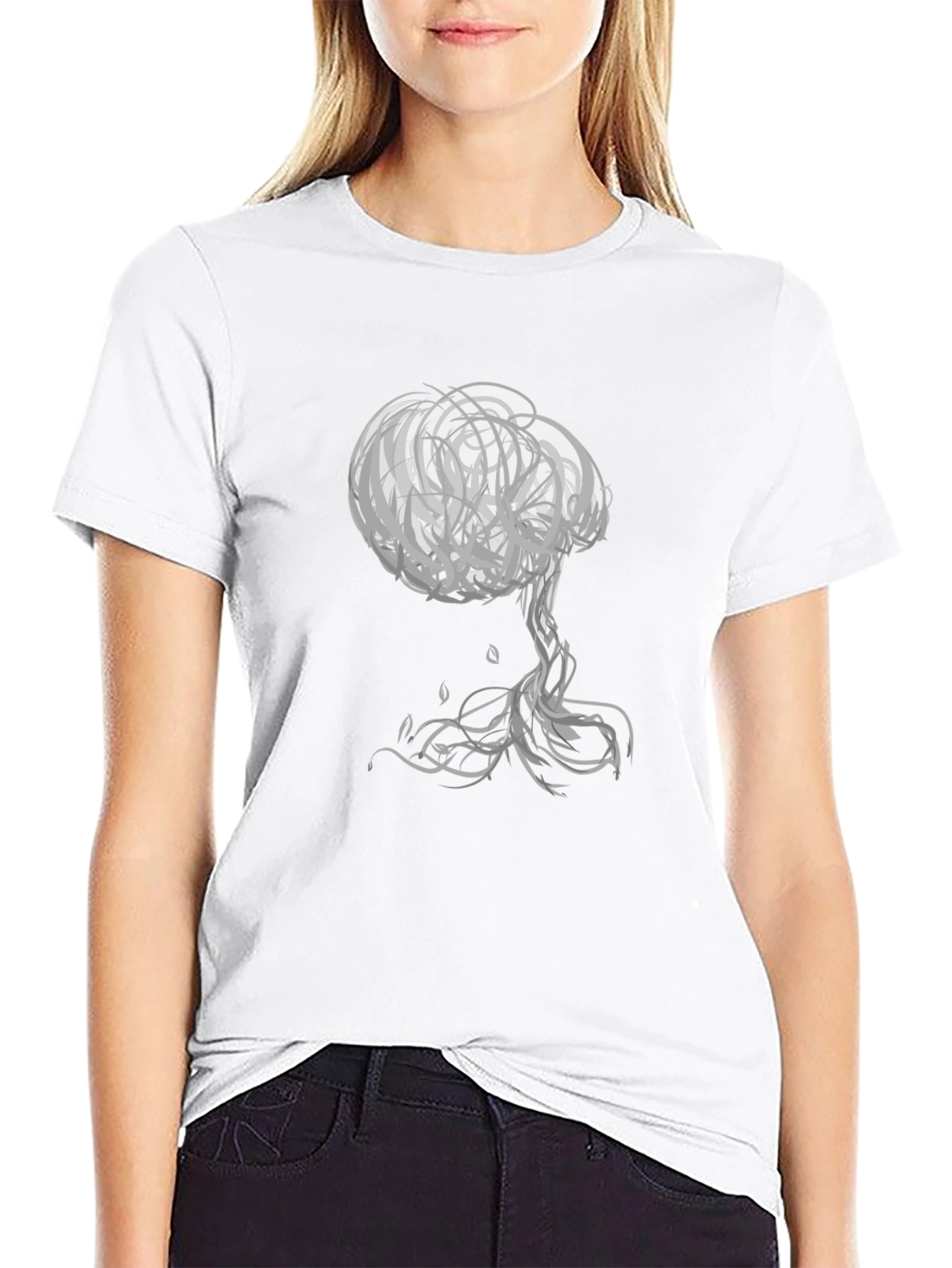 Abstract Tree Graphic Tee - Modern Black T-Shirt