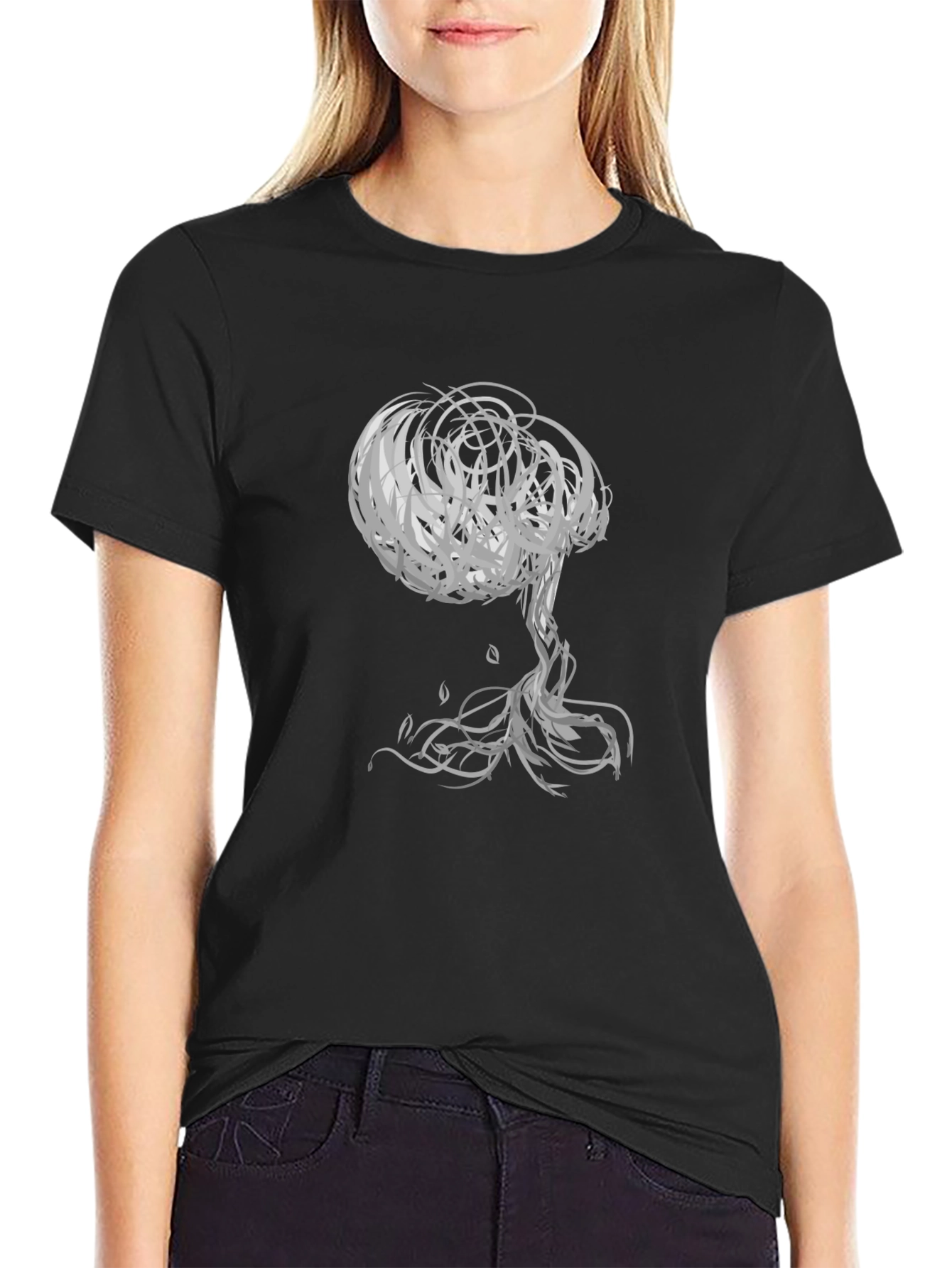 Abstract Tree Graphic Tee - Modern Black T-Shirt