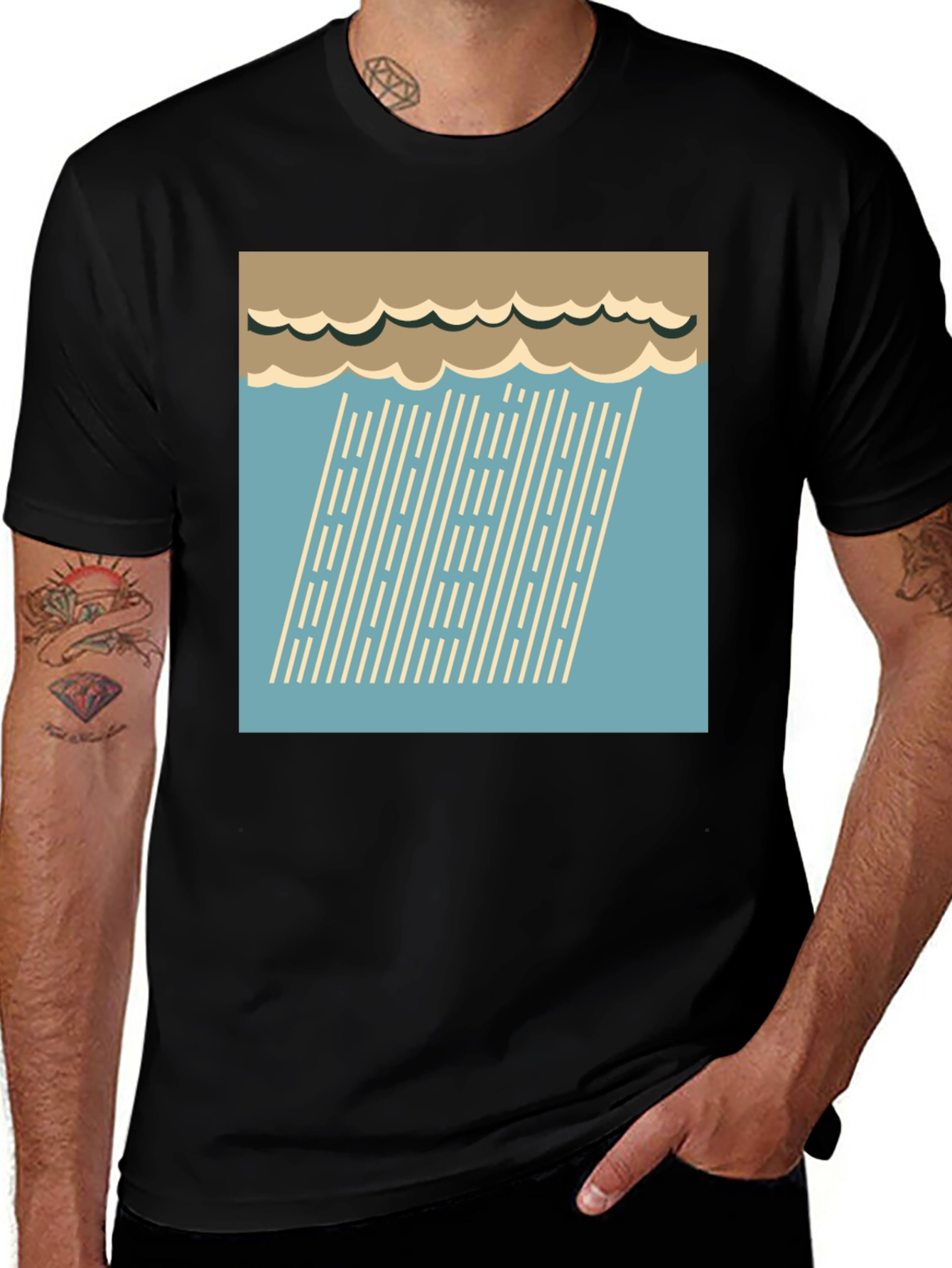 Retro Rain Graphic Tee - Stylish Weather Shirt