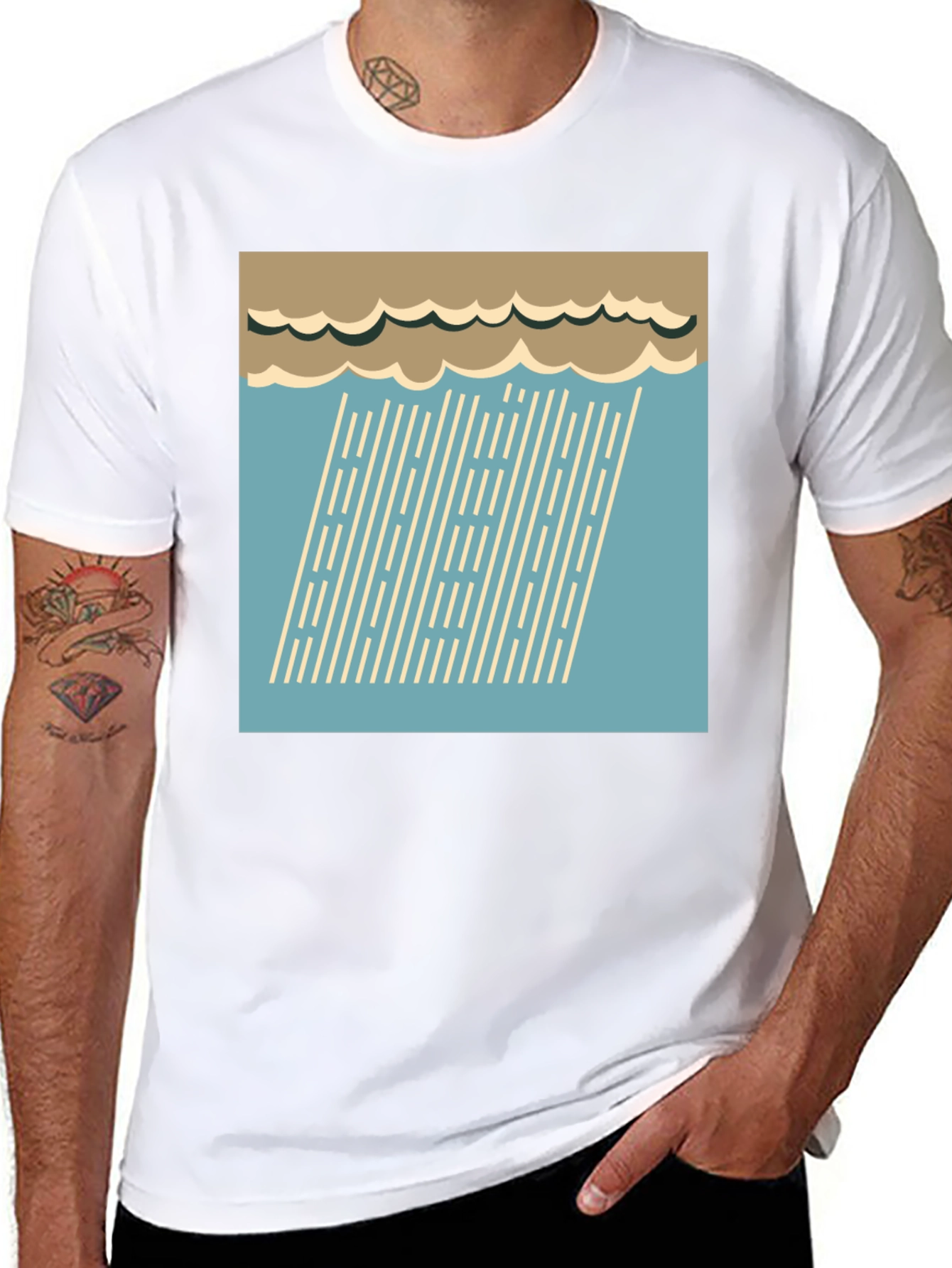 Retro Rain Graphic Tee - Stylish Weather Shirt
