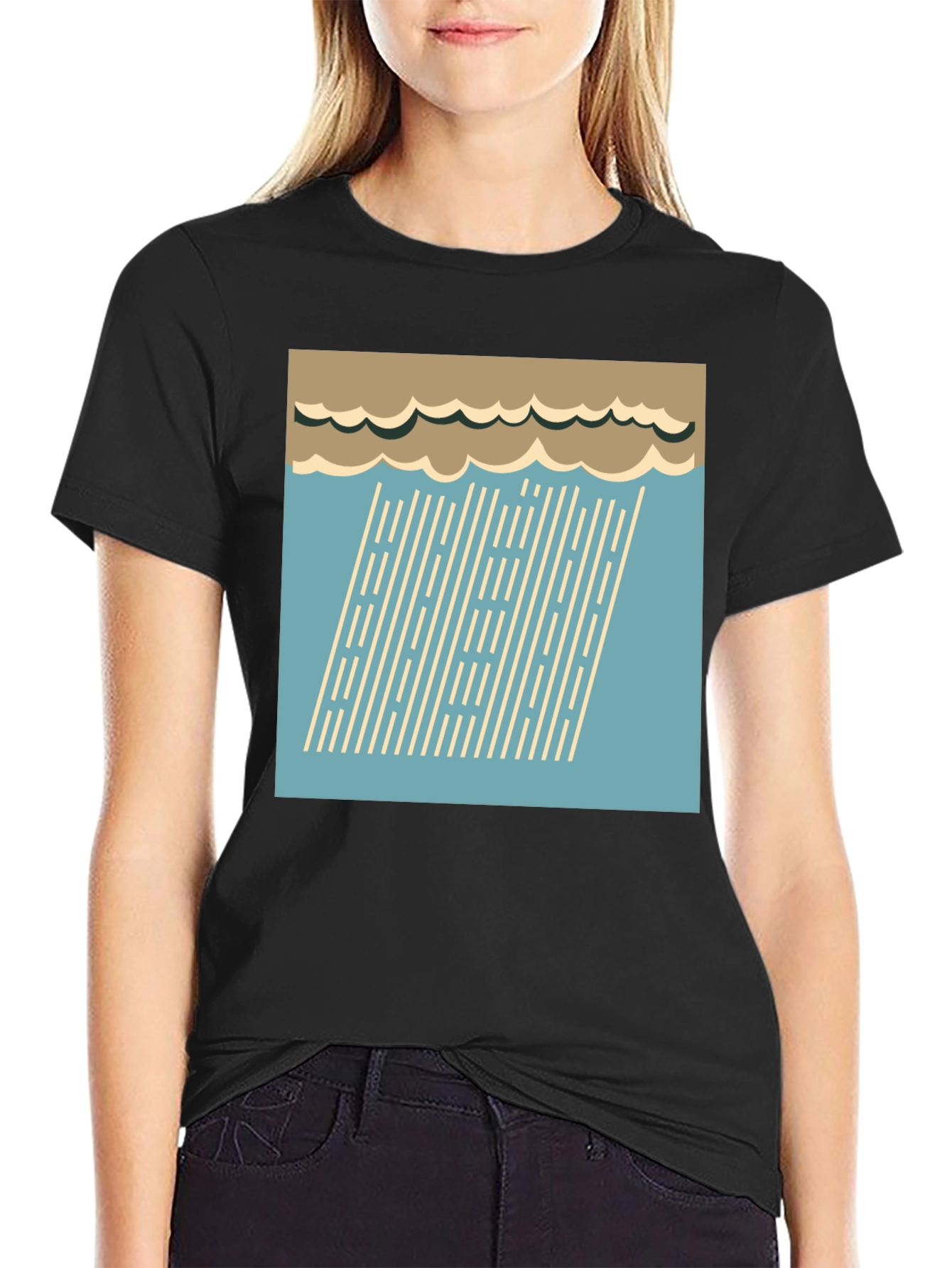 Retro Rain Graphic Tee - Stylish Weather Shirt