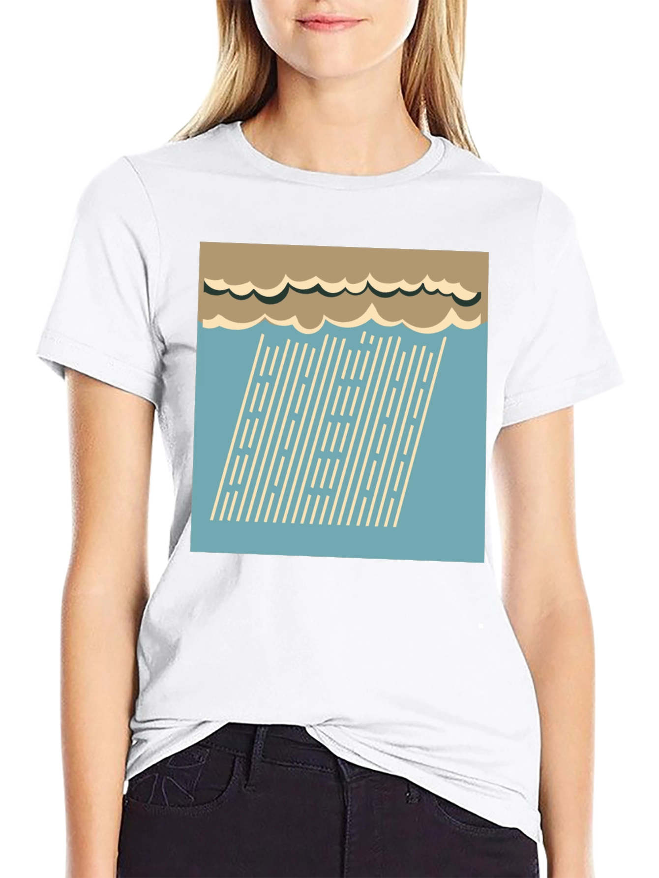 Retro Rain Graphic Tee - Stylish Weather Shirt