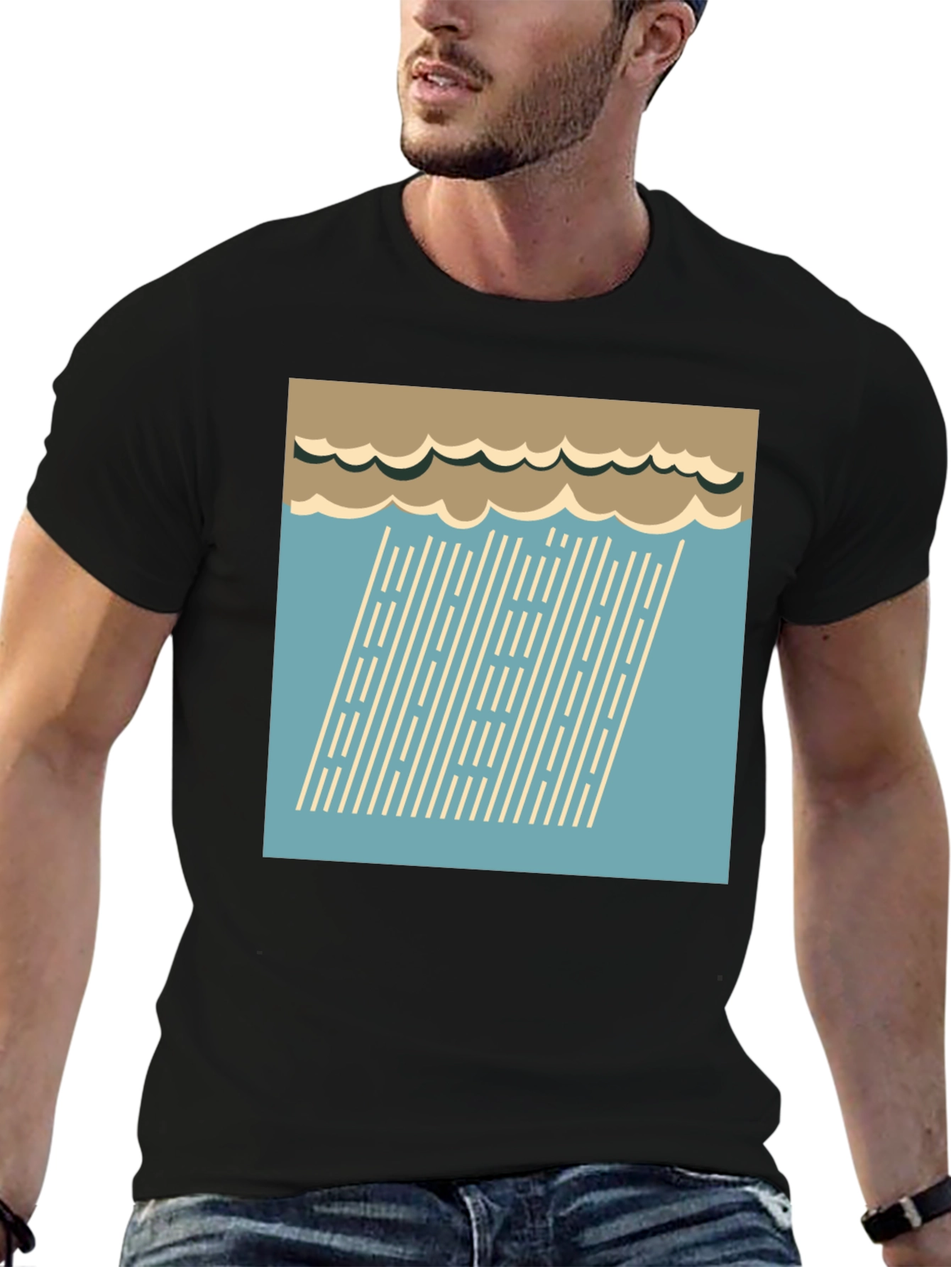 Retro Rain Graphic Tee - Stylish Weather Shirt