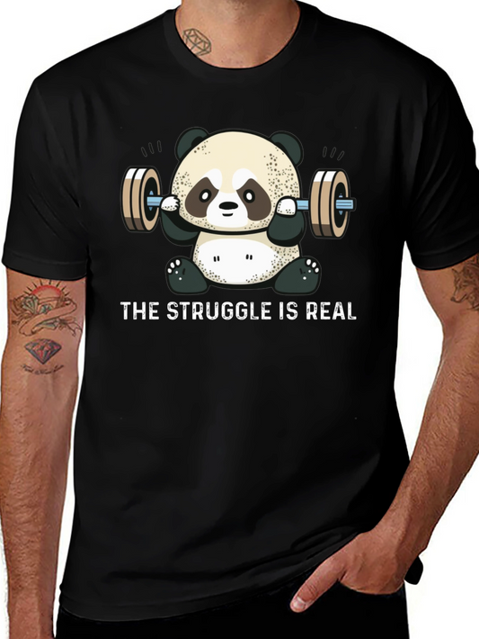 Workout Panda Tee - The Struggle is Real Funny Gym Shirt
