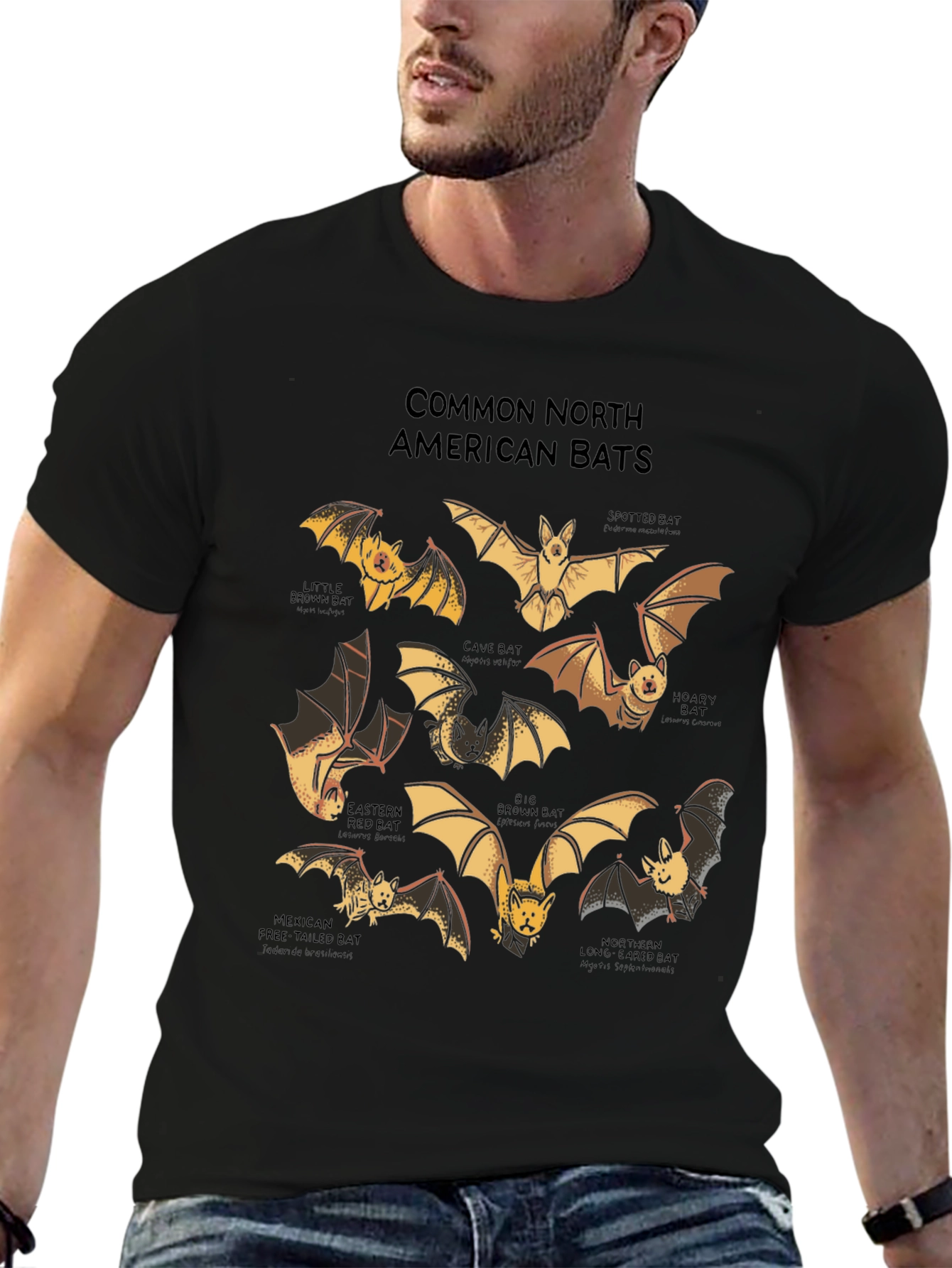 North American Bats Graphic Print T-Shirt