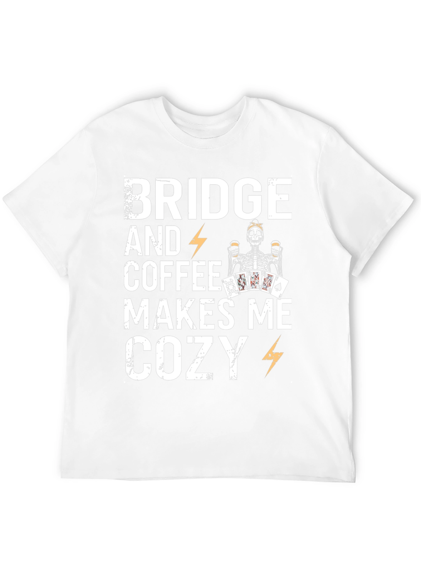 Bridge & Coffee T-Shirt - Cozy Skeleton Design
