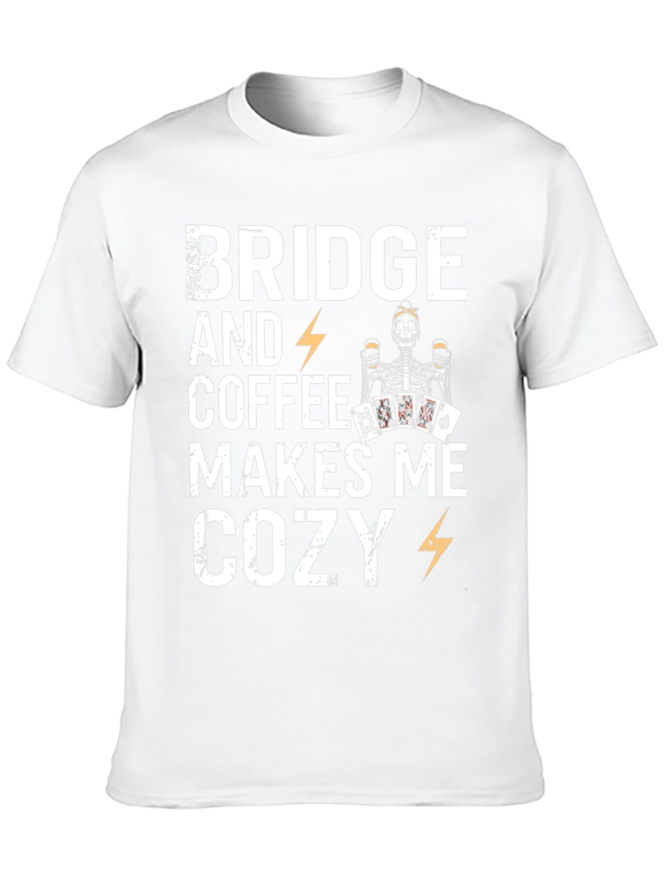 Bridge & Coffee T-Shirt - Cozy Skeleton Design