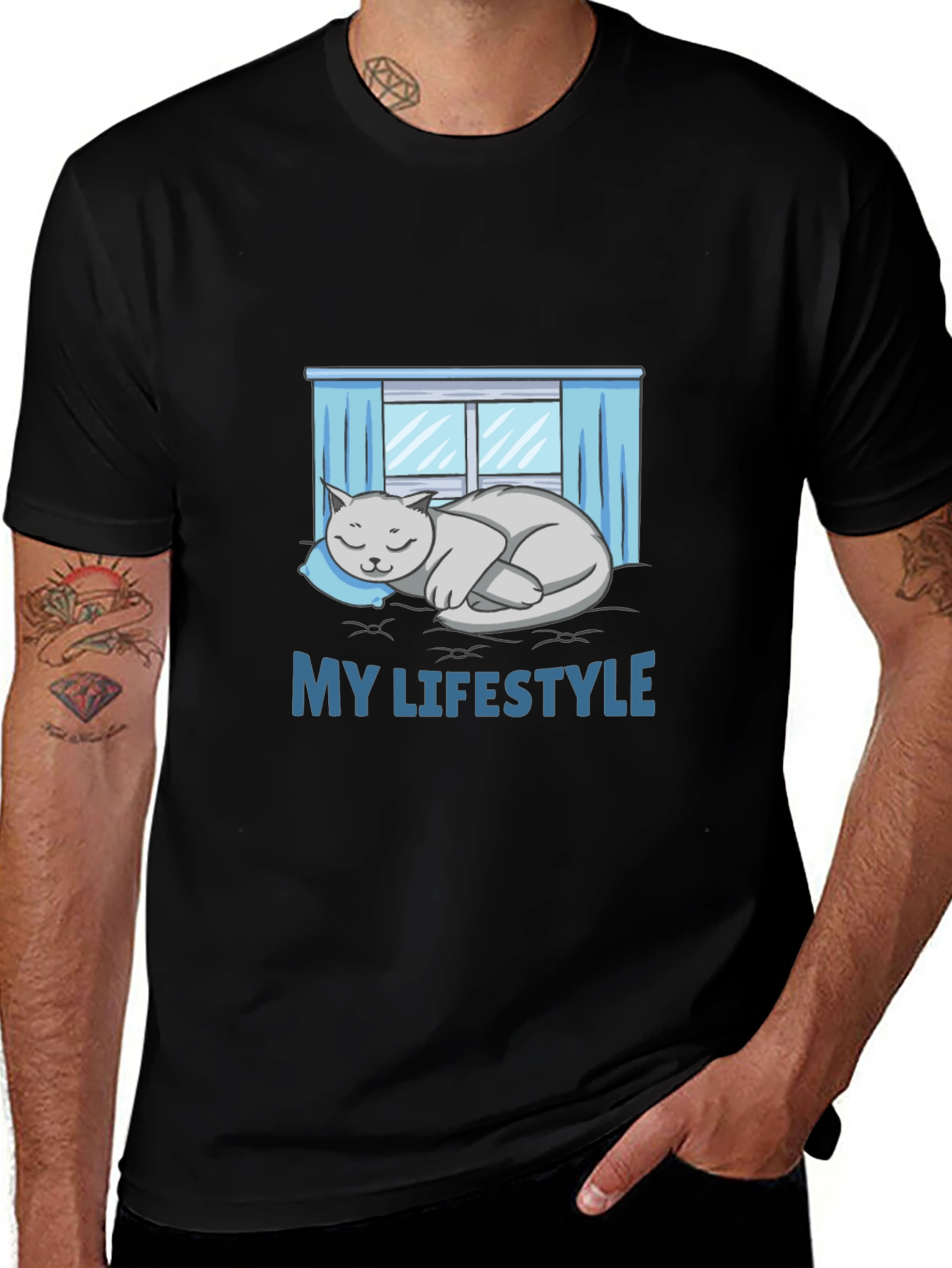 My Lifestyle Cat Nap Black T-Shirt