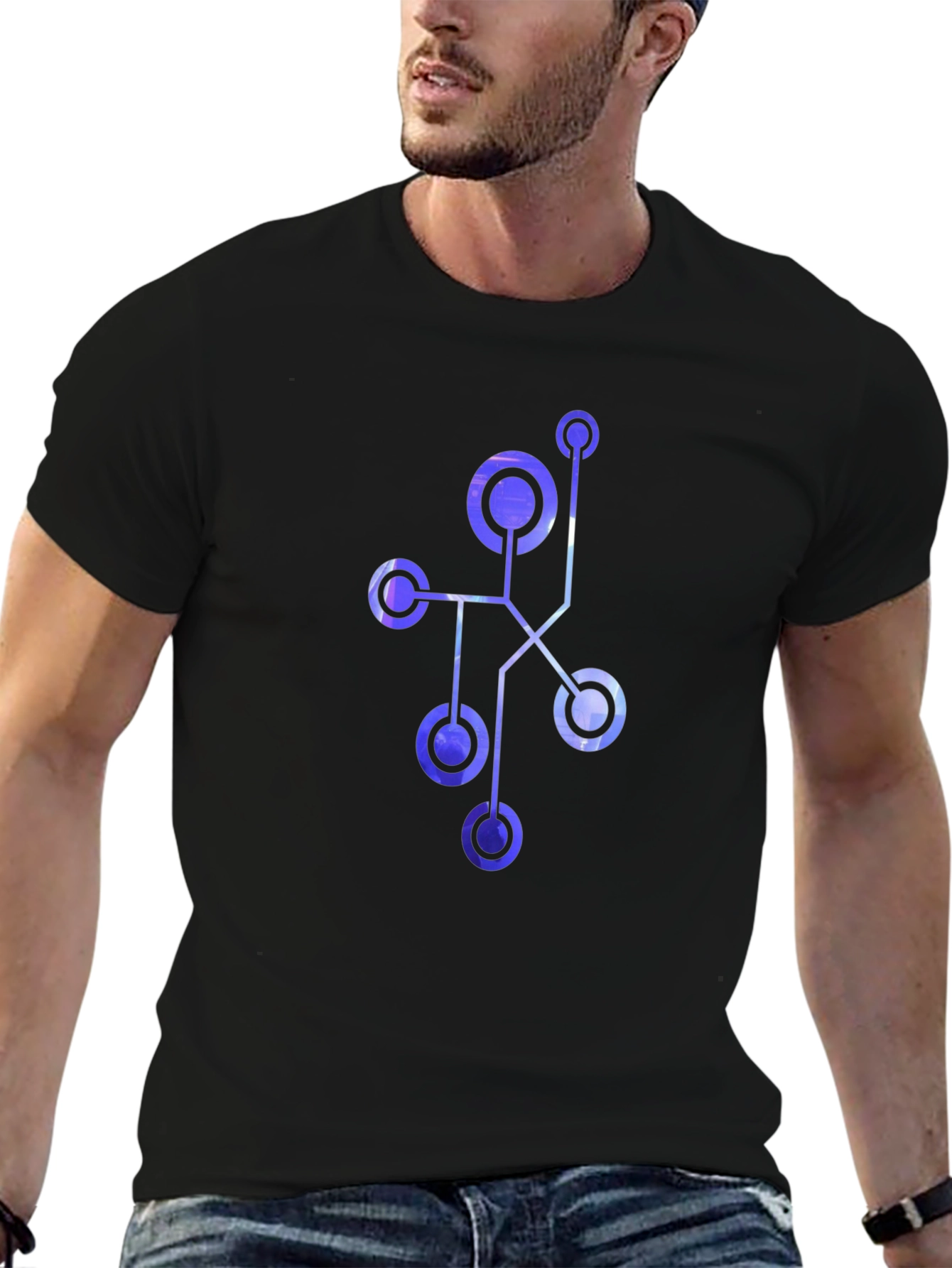 Abstract Geometric Design Mens Black T-Shirt