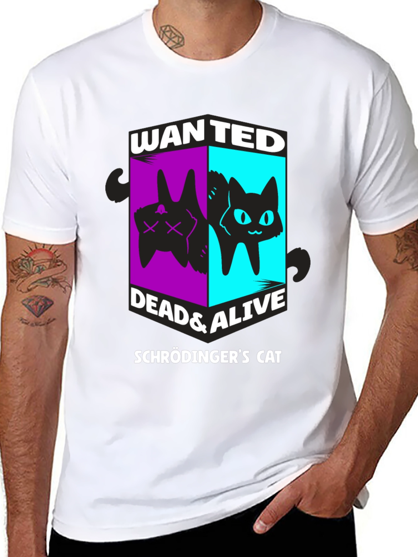 Schrödingers Cat Wanted Dead & Alive Graphic T-Shirt