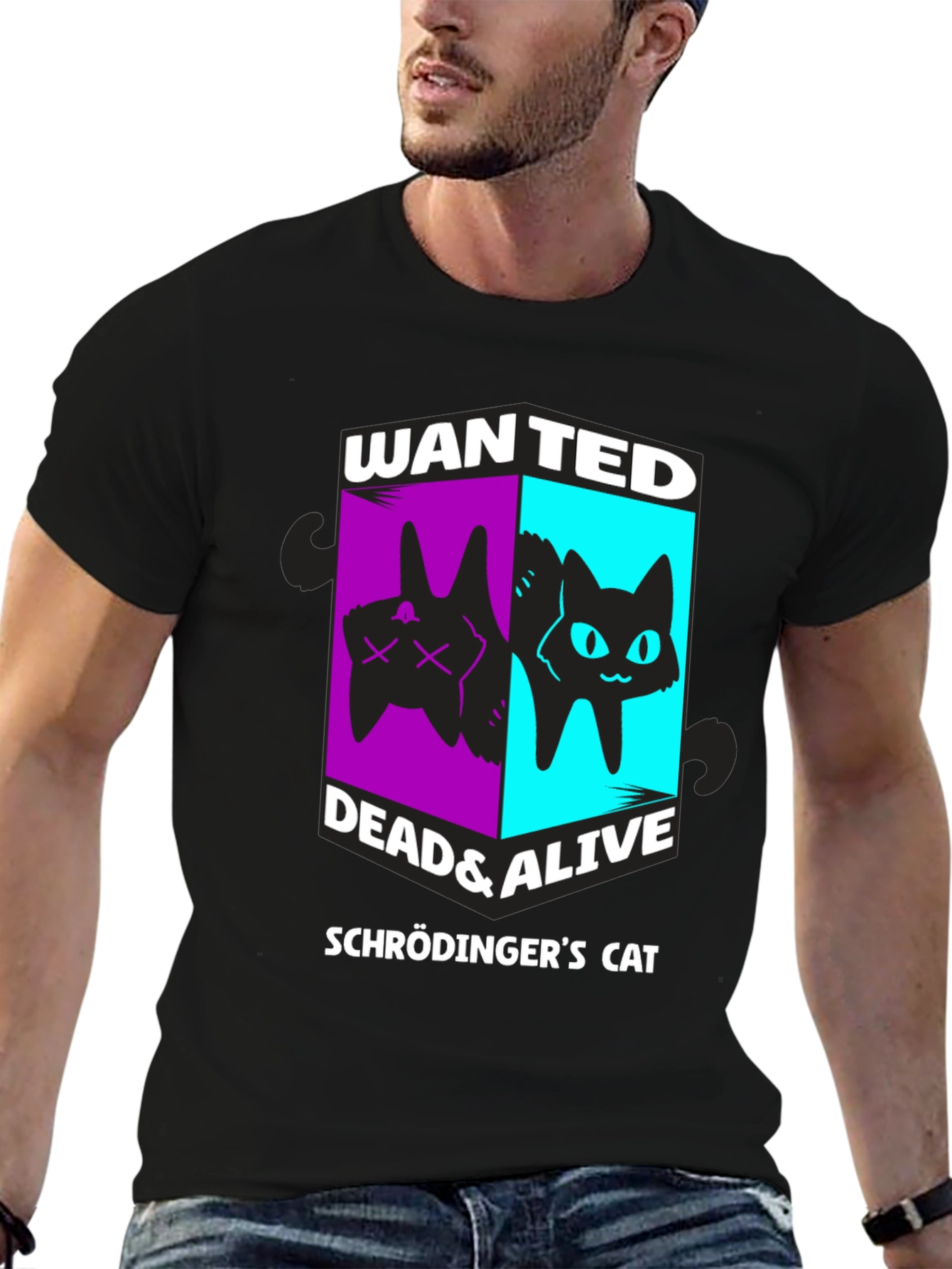 Schrödingers Cat Wanted Dead & Alive Graphic T-Shirt